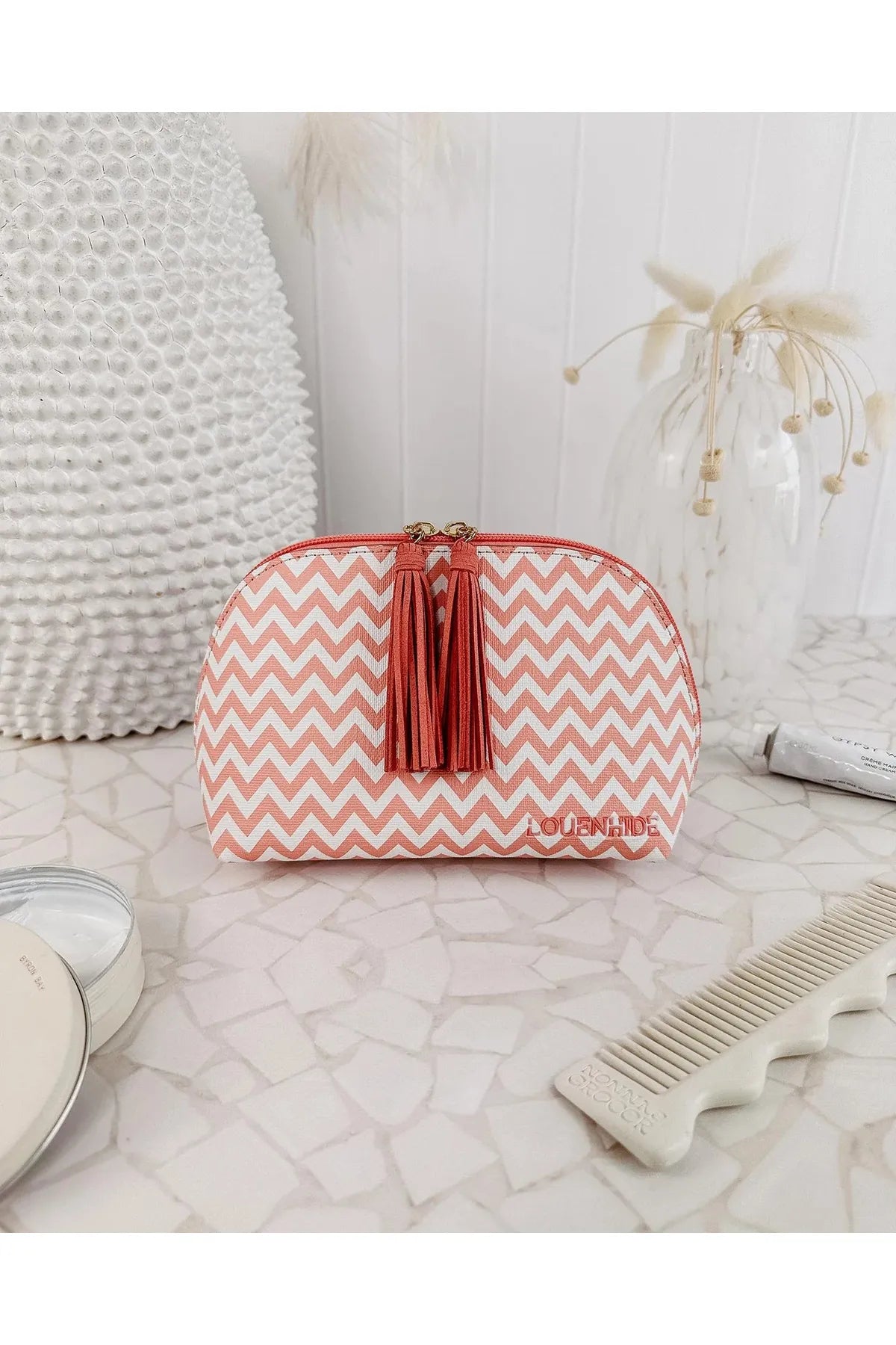 Louenhide Baby Audrey Makeup Bag Chevron Peach