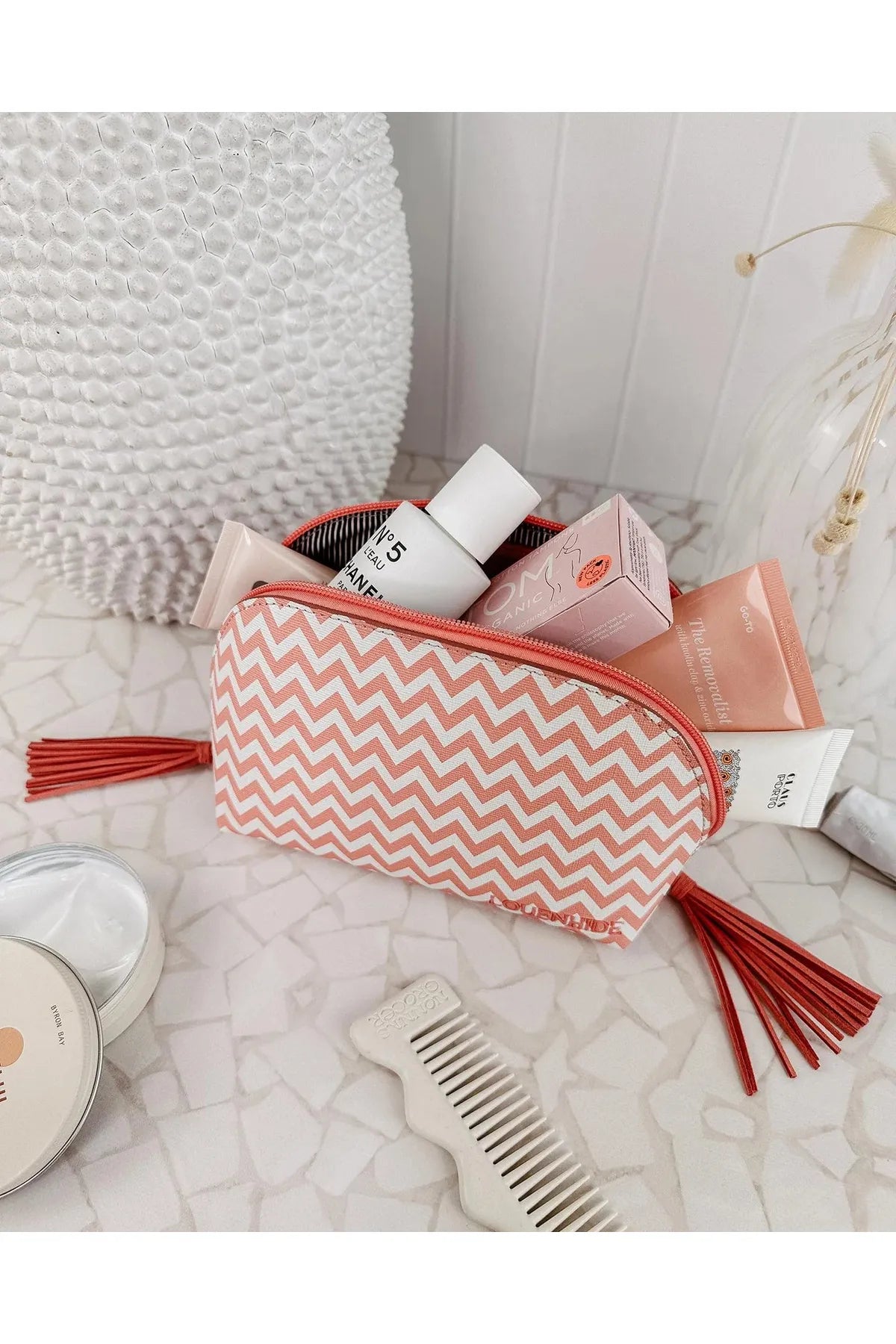 Louenhide Baby Audrey Makeup Bag Chevron Peach