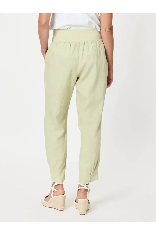 Gordon Smith Sarah Linen Pleat Hem Pant - Celery