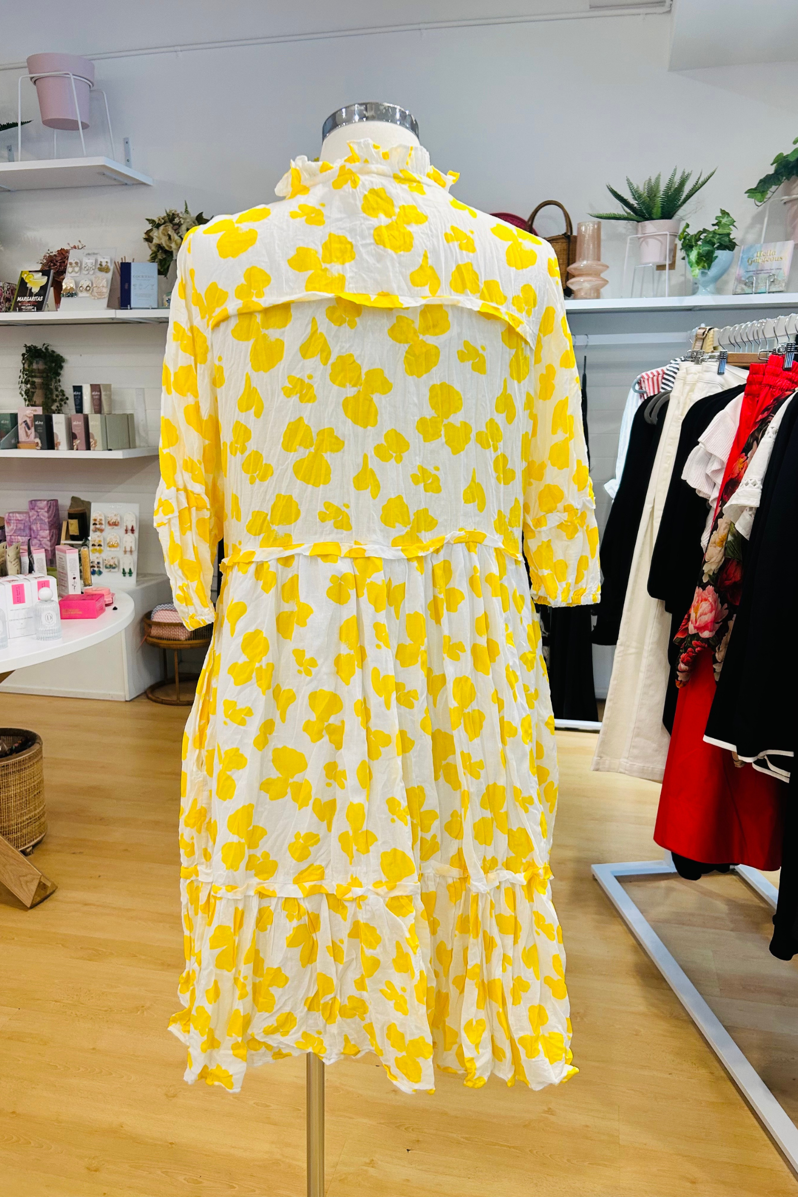 Namastai Button Front Cotton Dress Daffodil