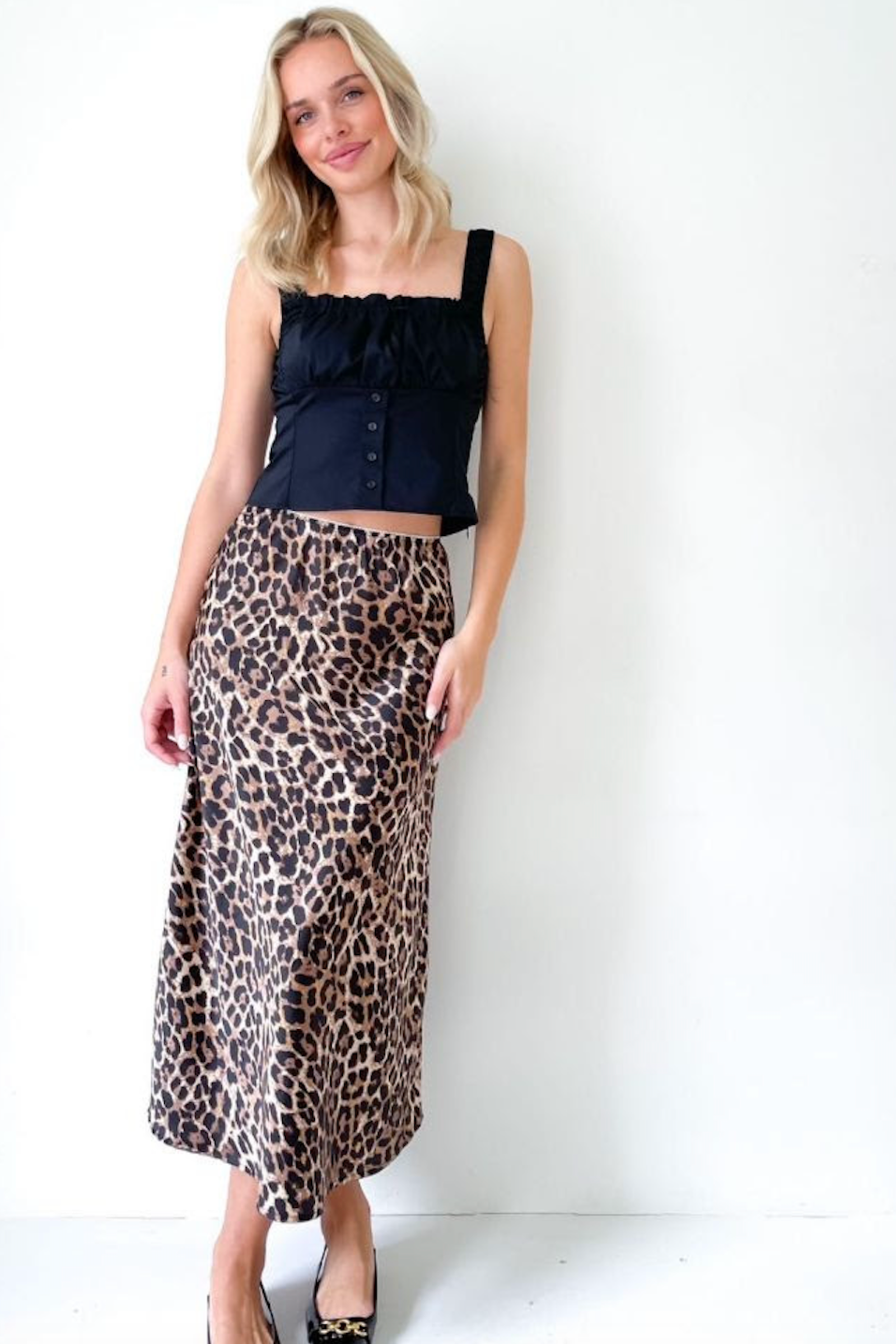 Leopard Bias Cut Skirt