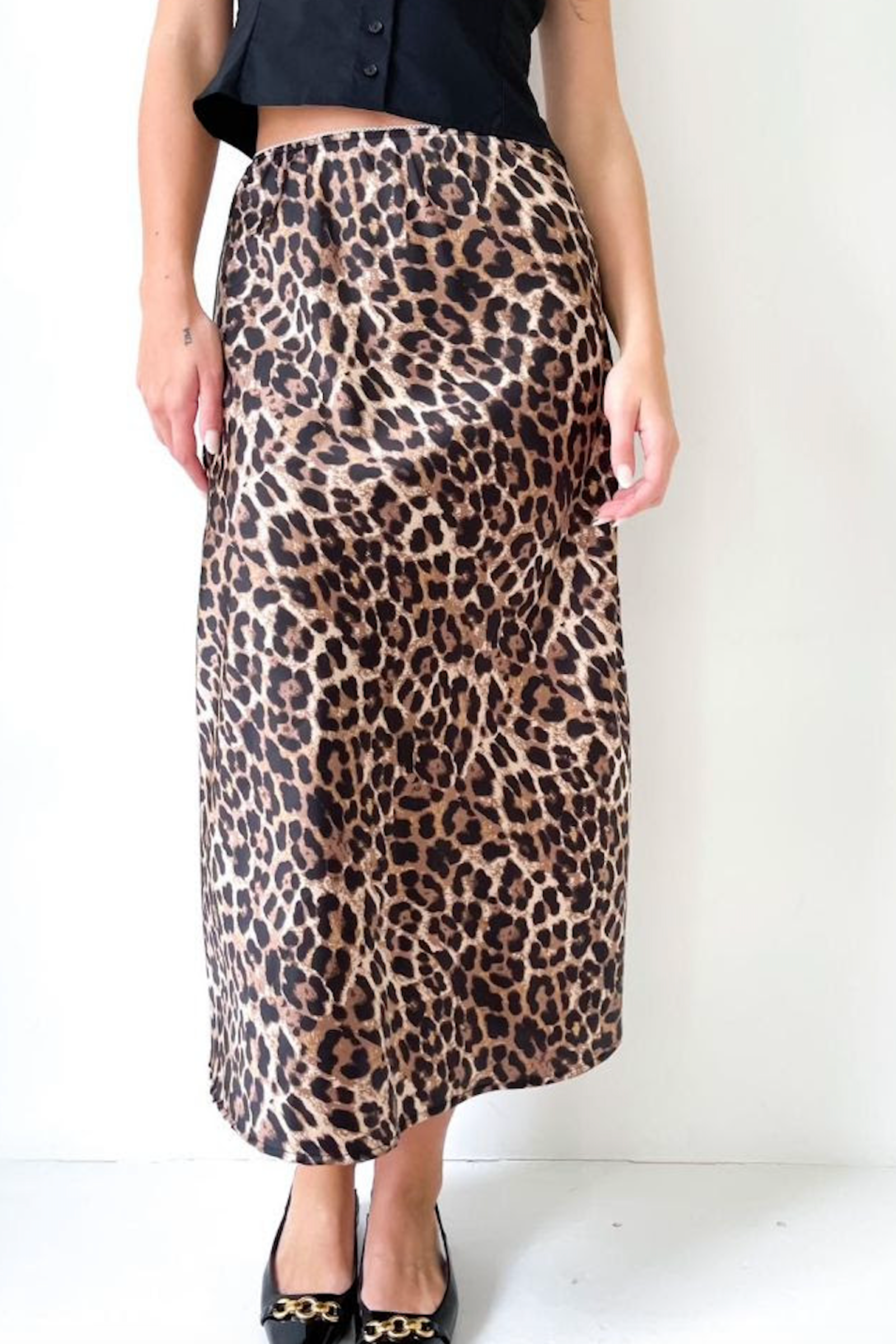 Leopard Bias Cut Skirt