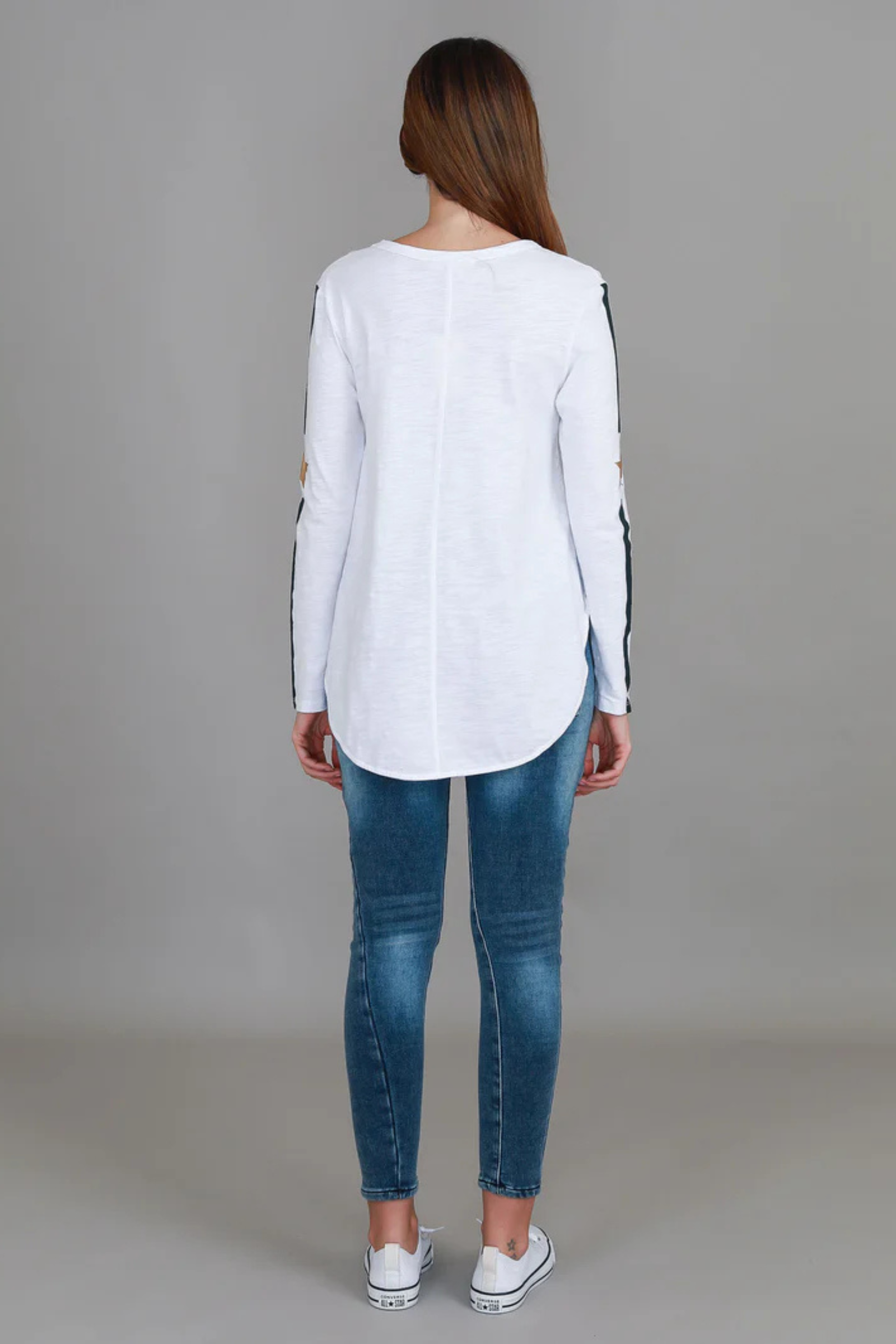 3rd Story Junee Curved Hem Long Sleeve Tee White