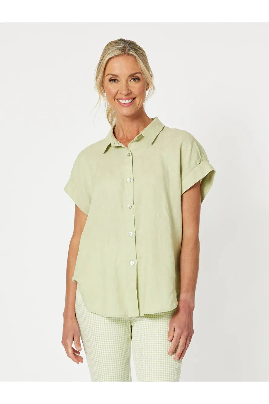 Gordon Smith Millie Linen Shirt Celery