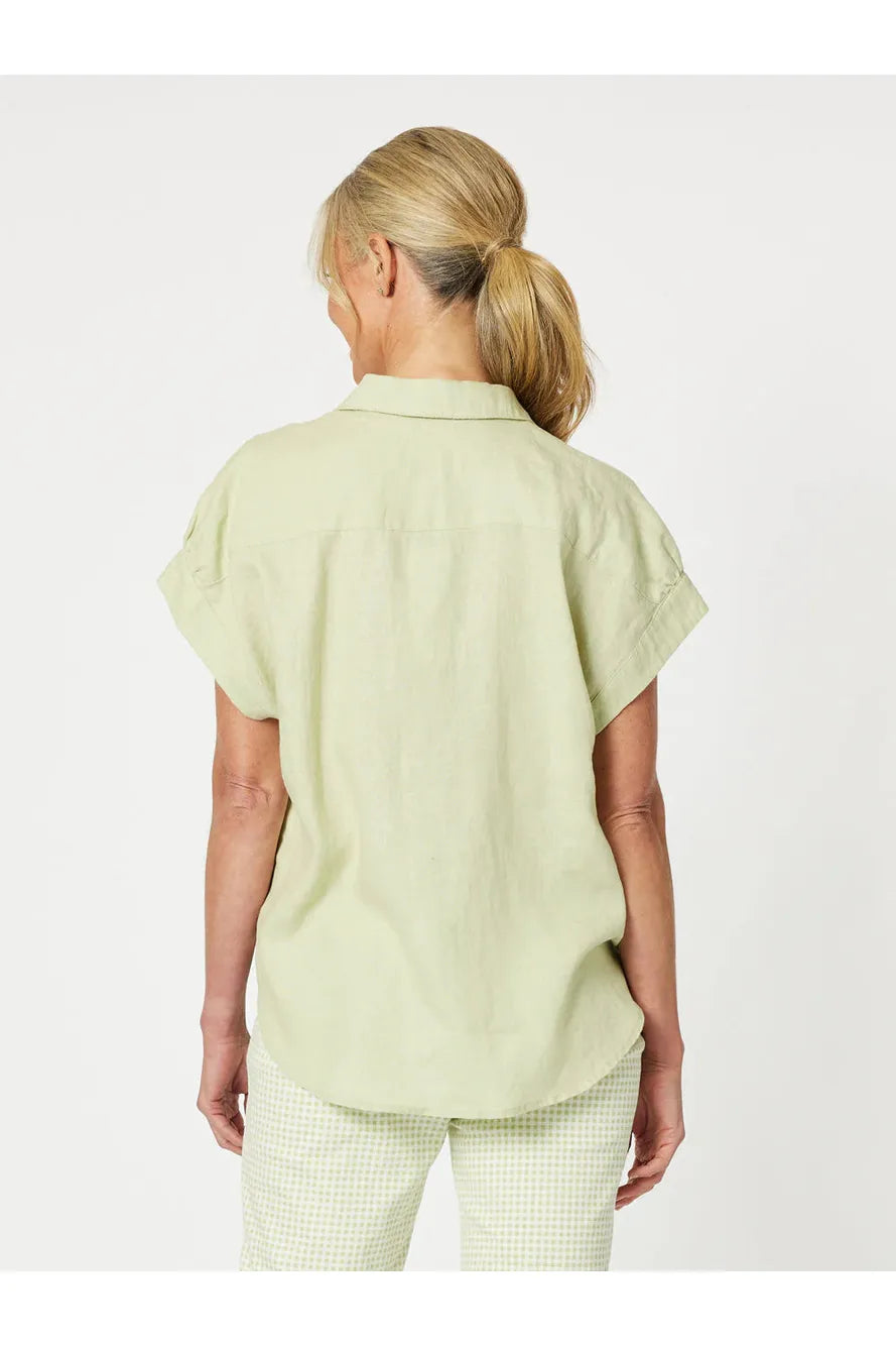 Gordon Smith Millie Linen Shirt Celery