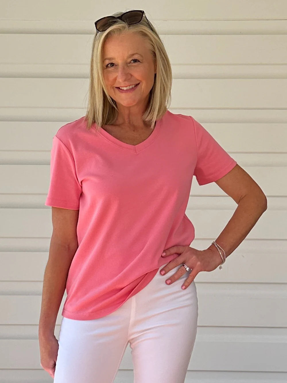 Gordon Smith V Neckline Tee Coral