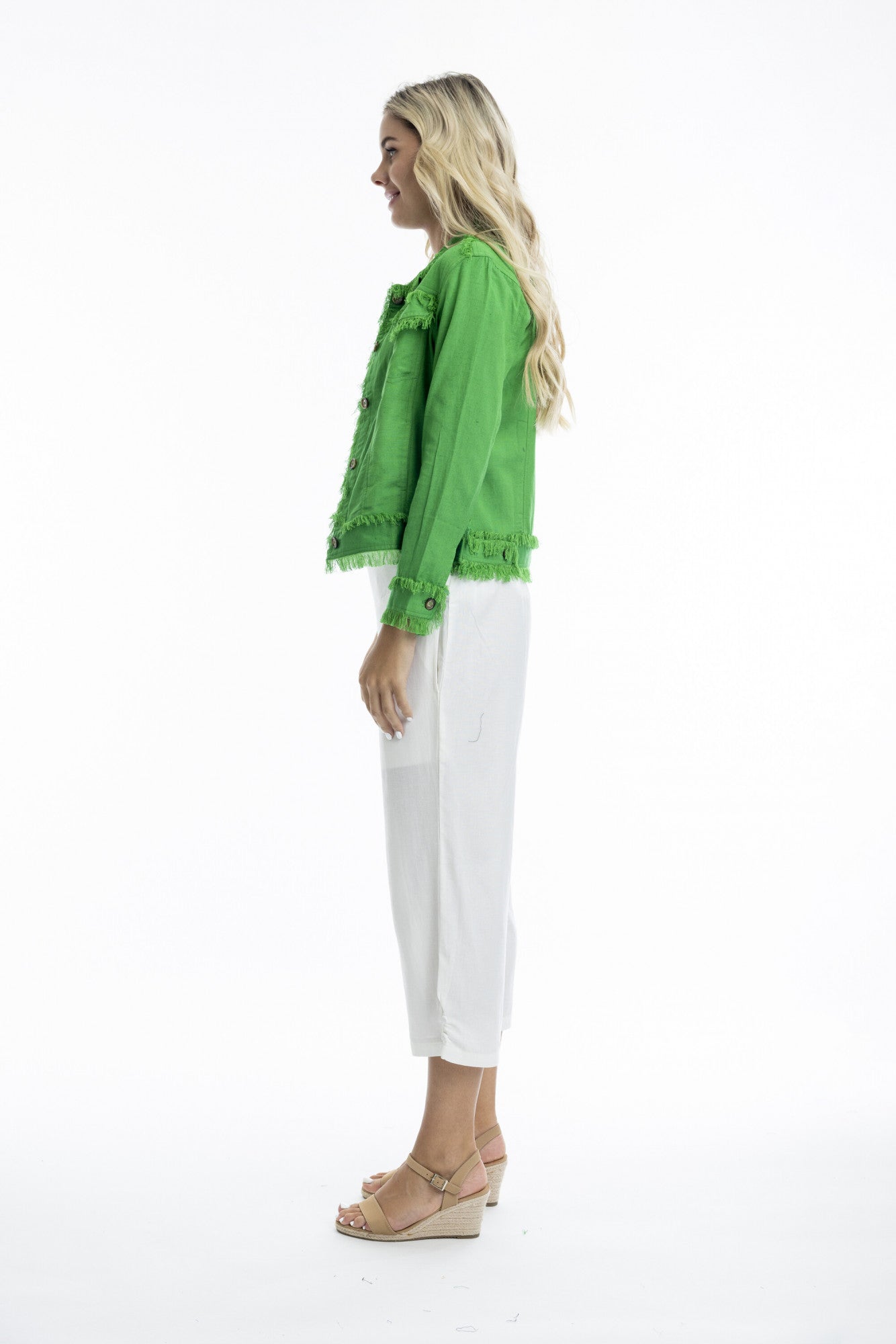 Orientique Essentials Linen Blend Jacket Parakeet