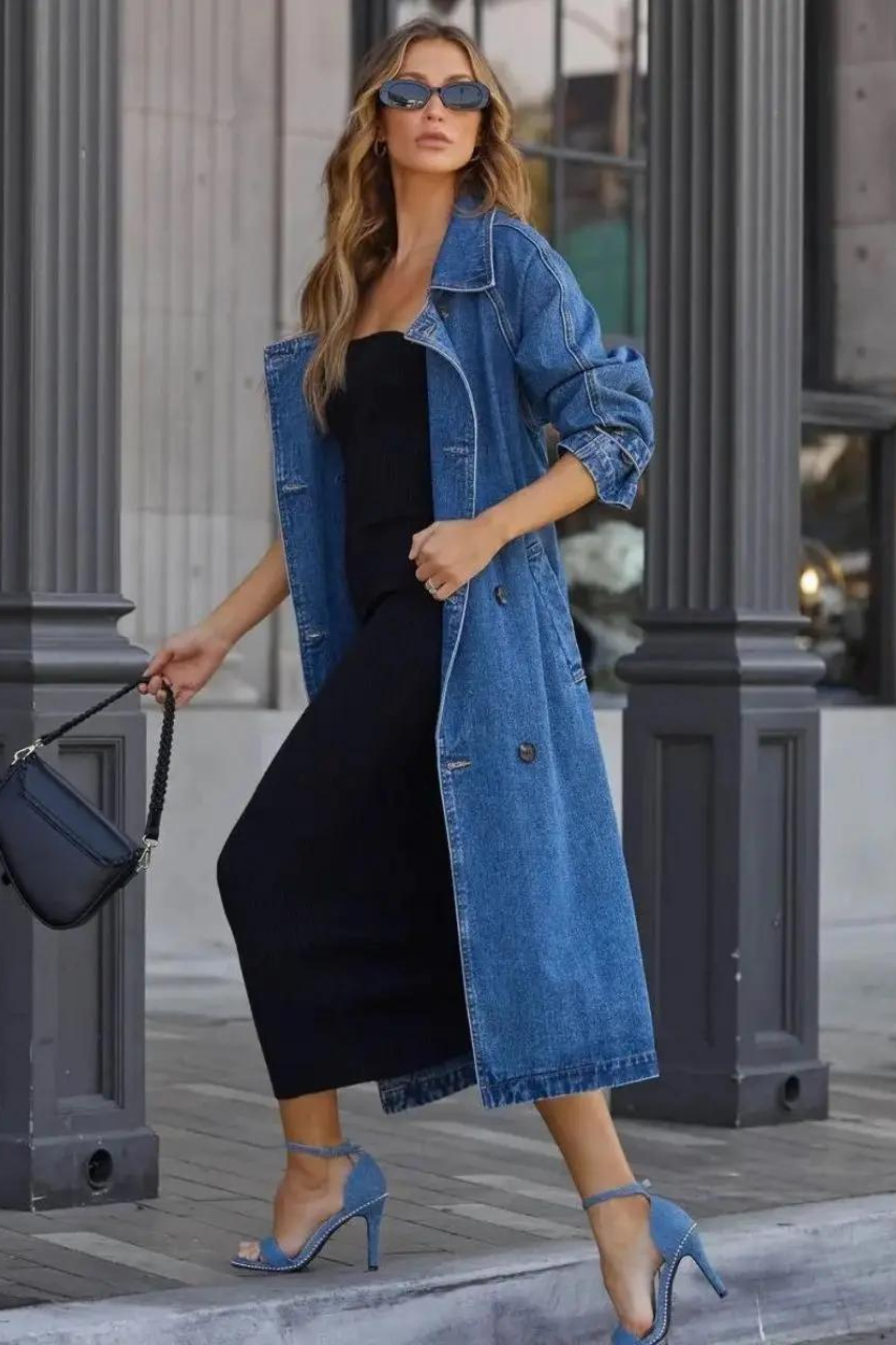 Hazel Denim Double Breasted Coat