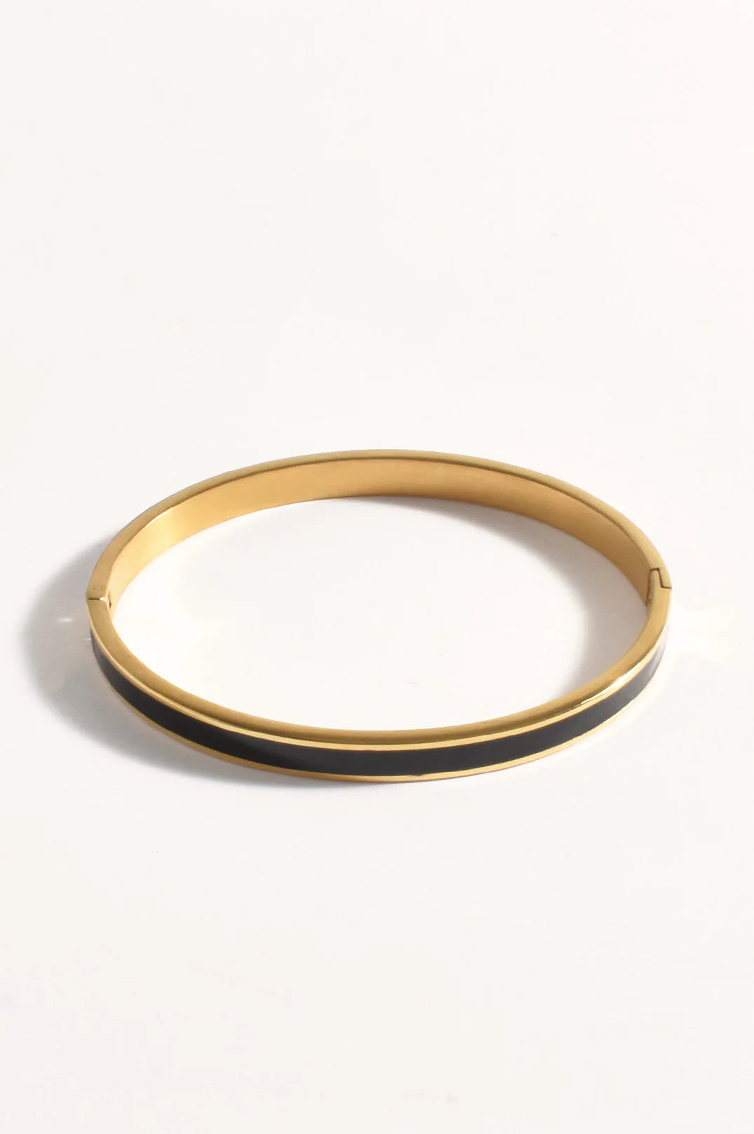 Adorne Enamel Metal Thin Bangle Black