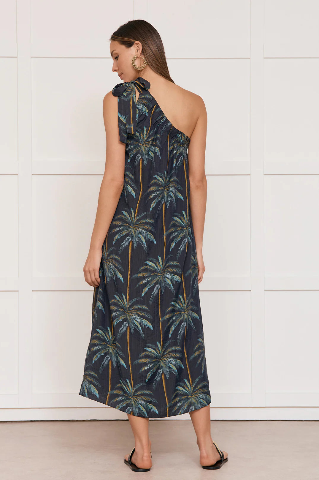 Adorne Olive Honolulu Print One Shoulder Dress