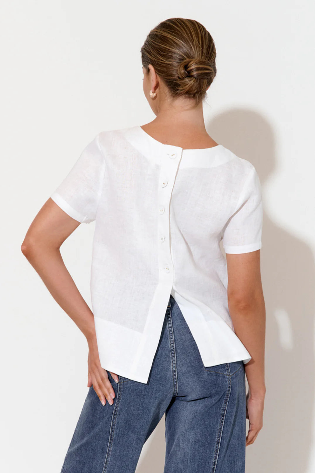 Adorne Kita Button Back Linen Top