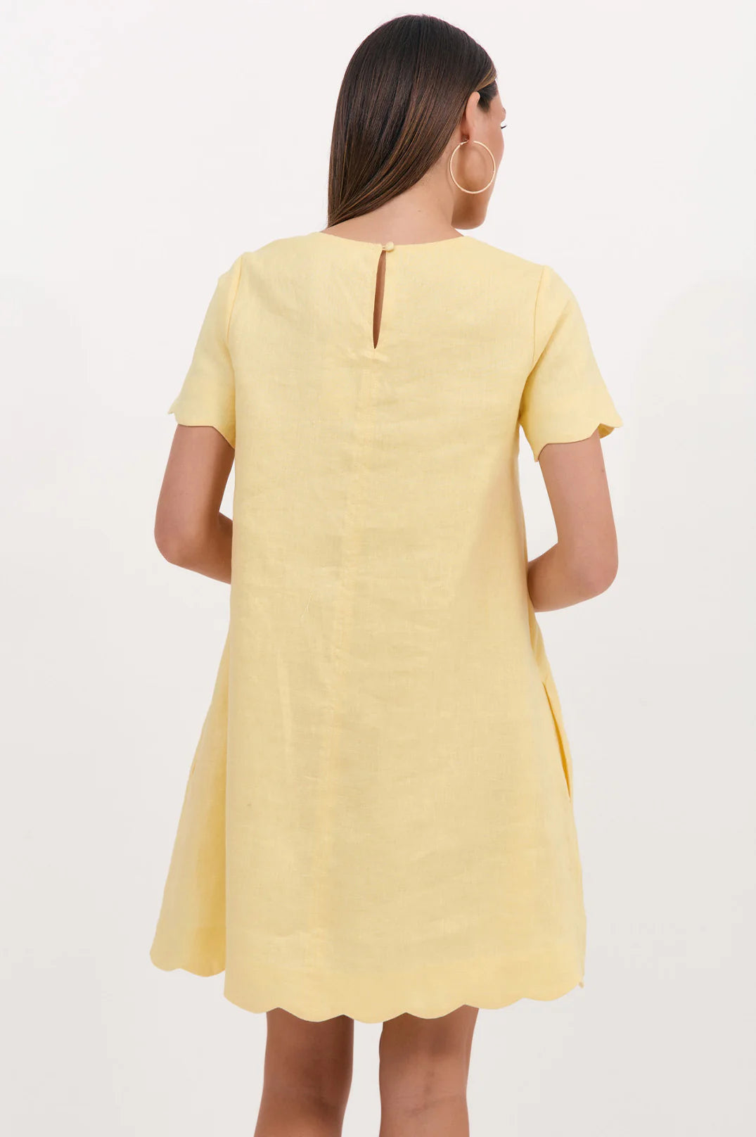 Adorne Lexi Scalloped Hem Dress Lemon