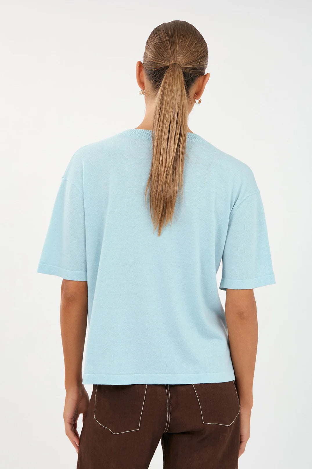 Adorne Laney Short Sleeve Knit - Sea Foam Blue