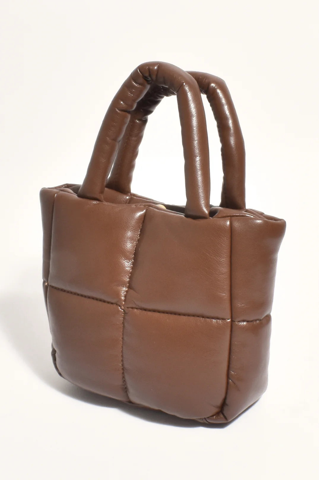 Adorne Cleo Quilted Puffy Mini tote Chocolate