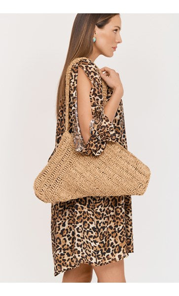 Adorne Nala Paper Weave Tote Chocolate