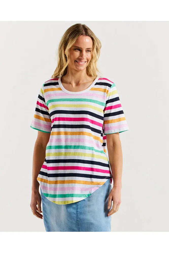 Betty Basics Ariana Tee Rainbow Stripe