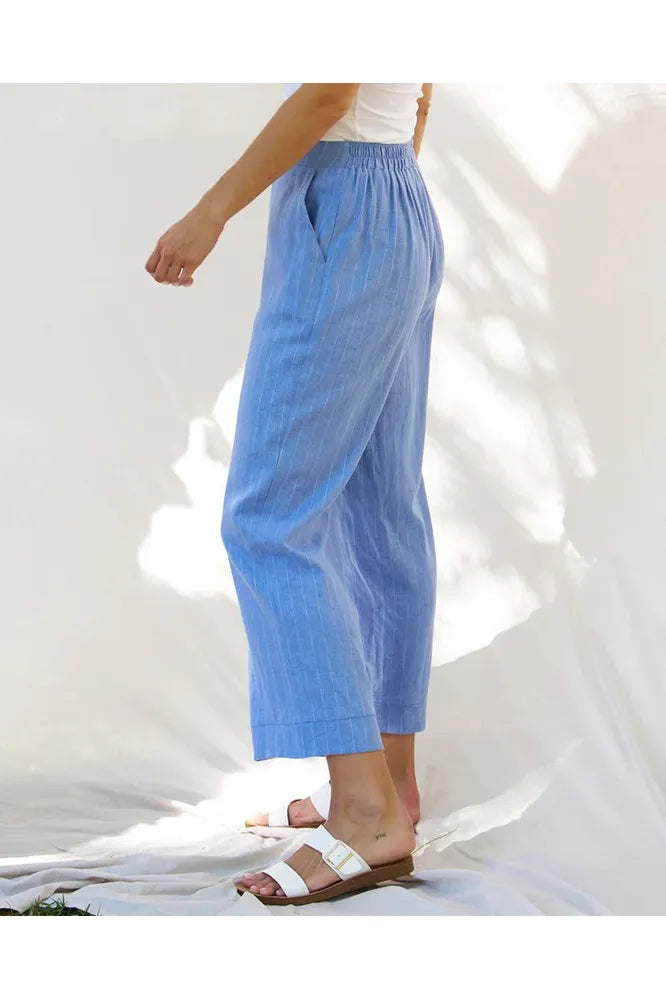 Betty Basics Parker Pant - Berry Blue Stripe