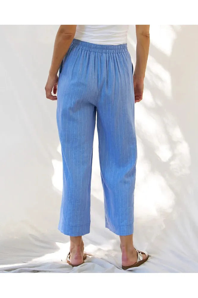 Betty Basics Parker Pant - Berry Blue Stripe