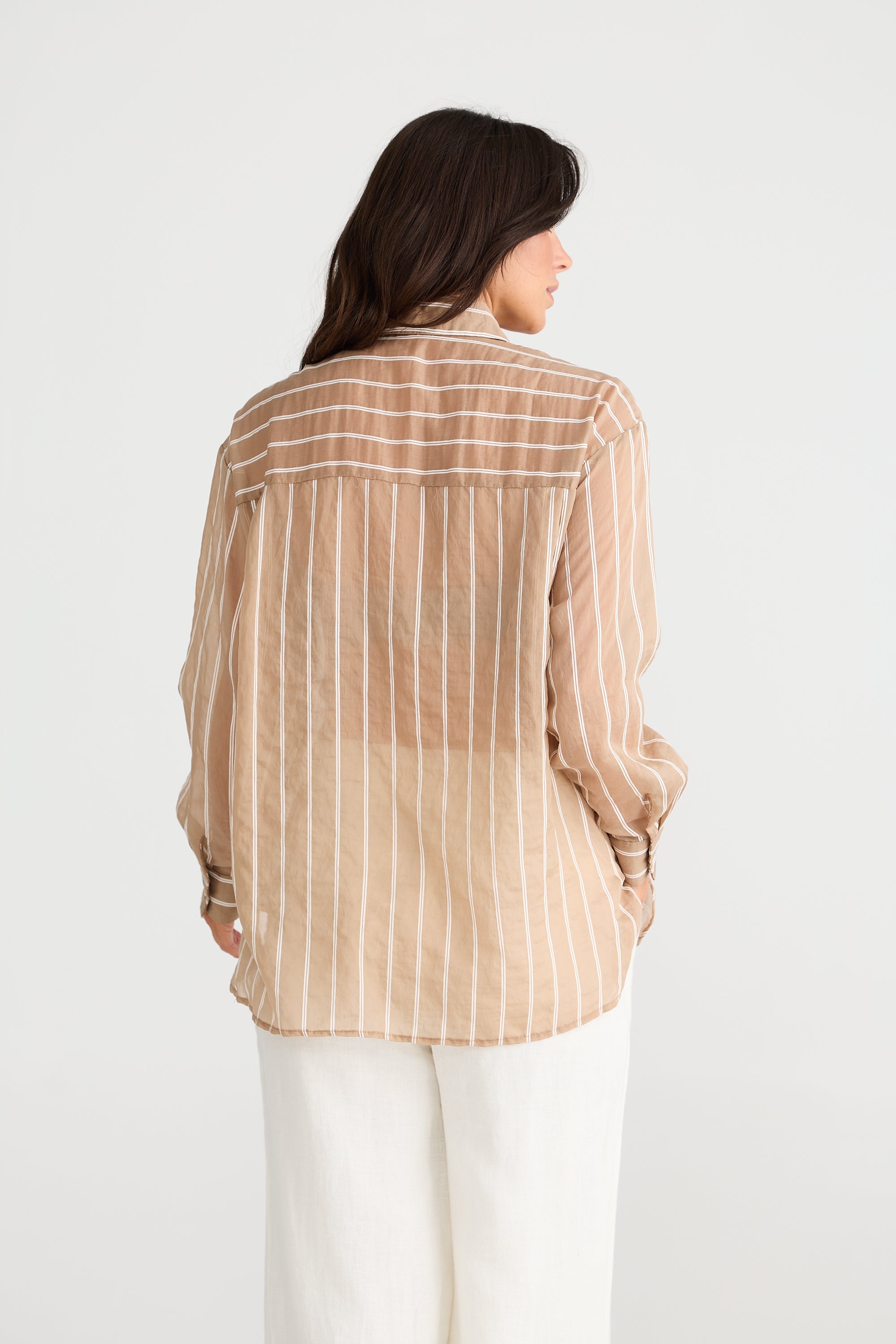 Brave and True Avalon Shirt Latte Stripe