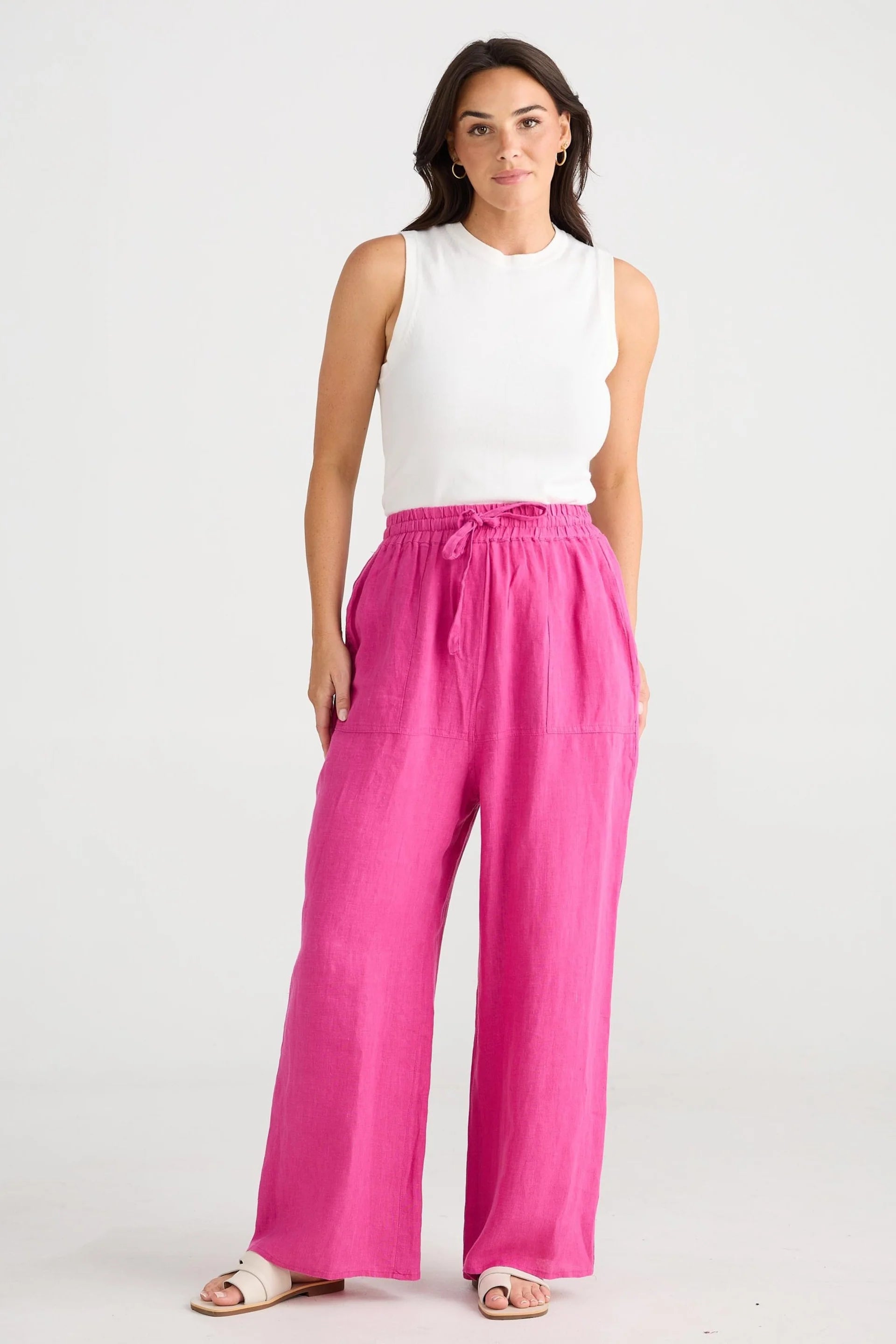 Brave and True Sunny Days Linen Pants Fuchia