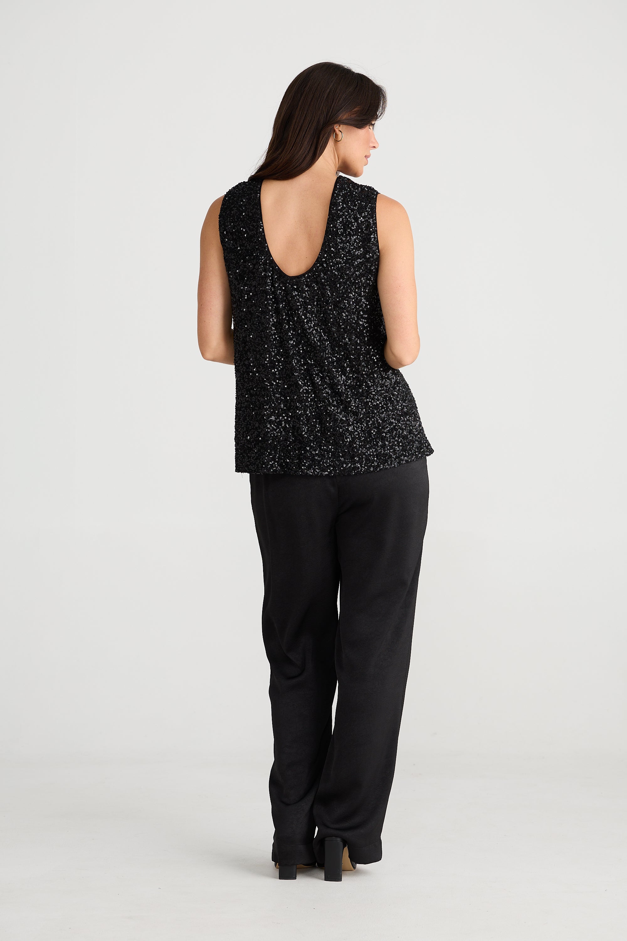 Brave and True Show Stopper Top Black Sequin