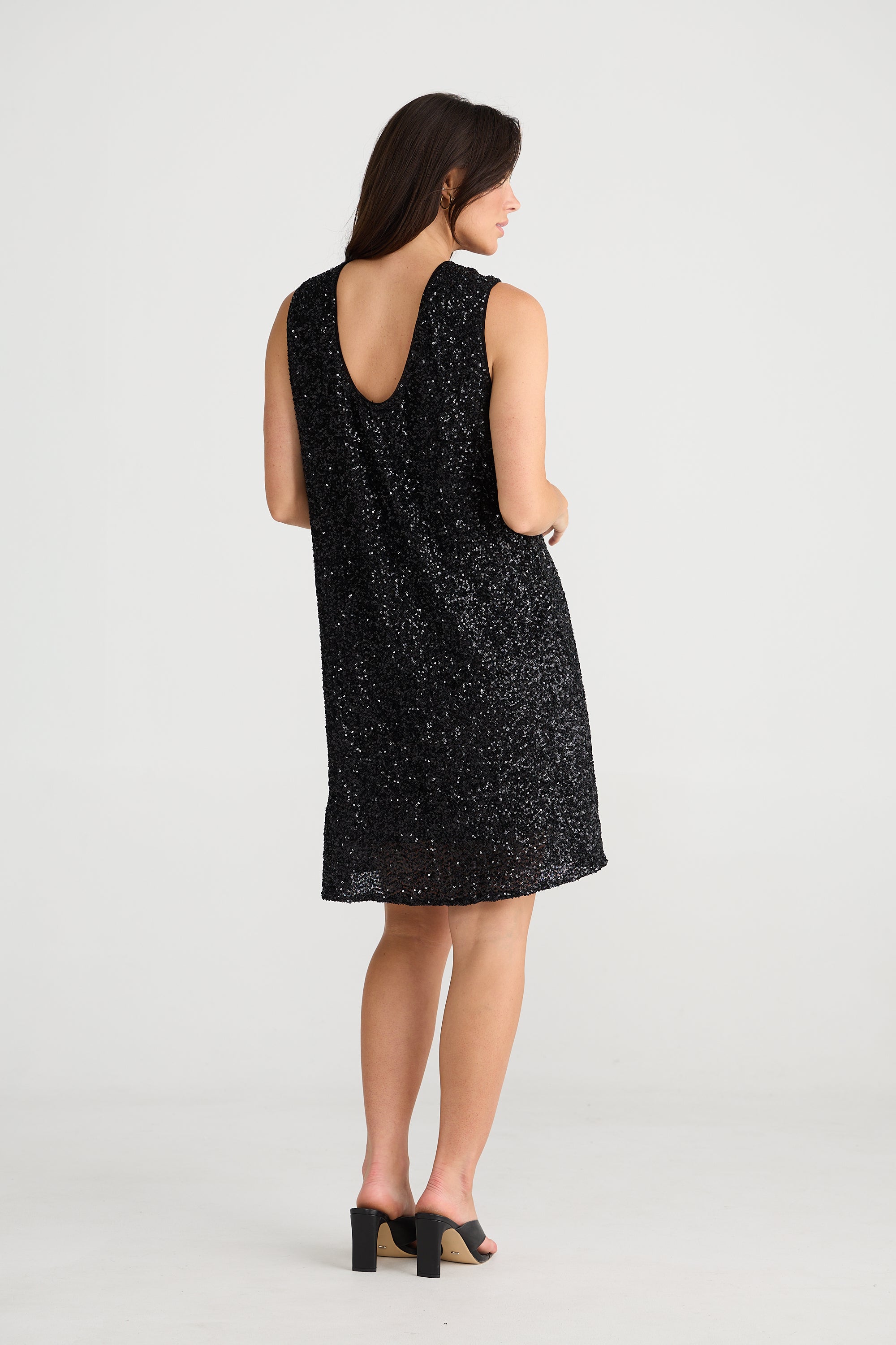 Brave and True Show Stopper Swing Dress Black Sequin