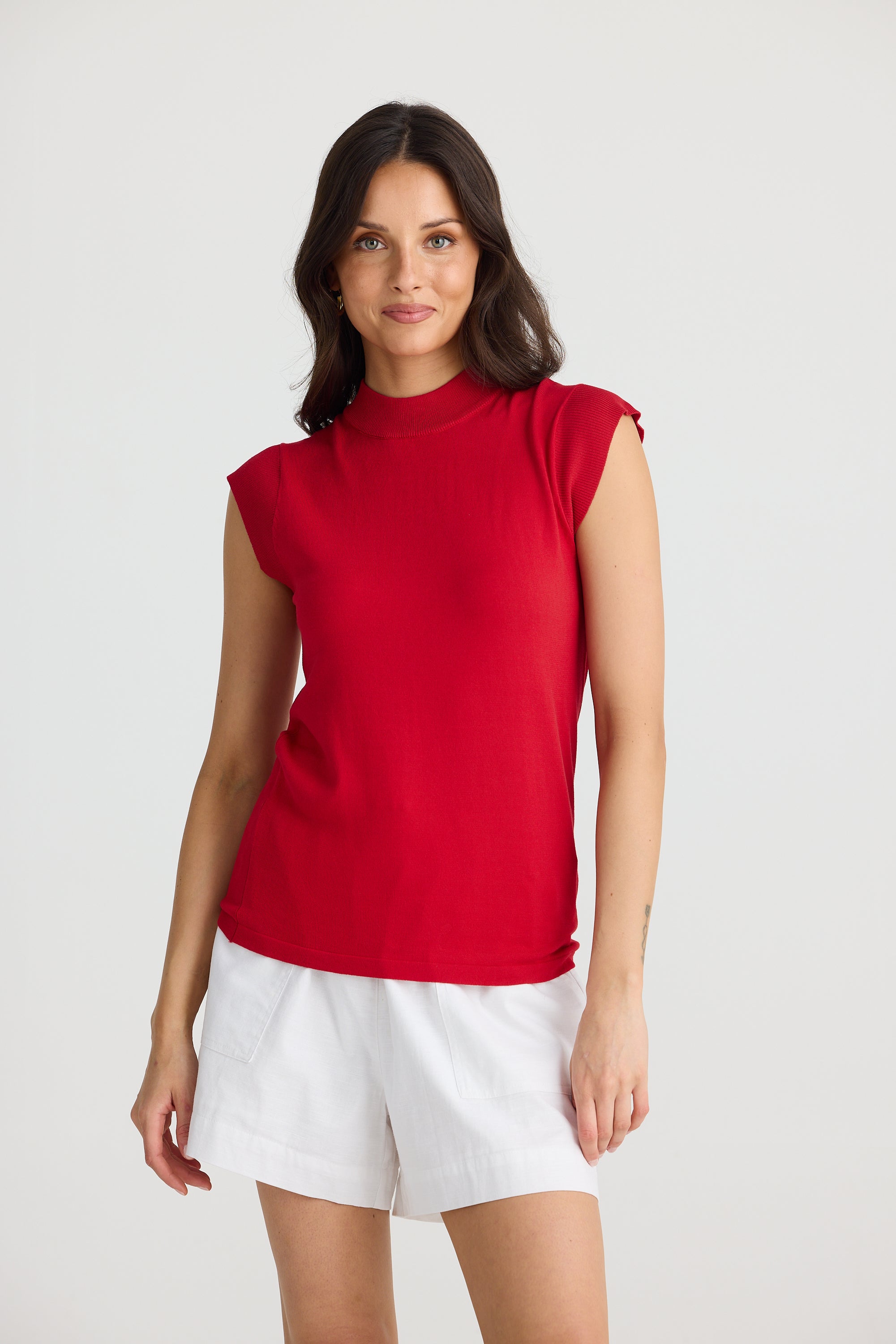 Brave and True Paula Knit Top Scarlet