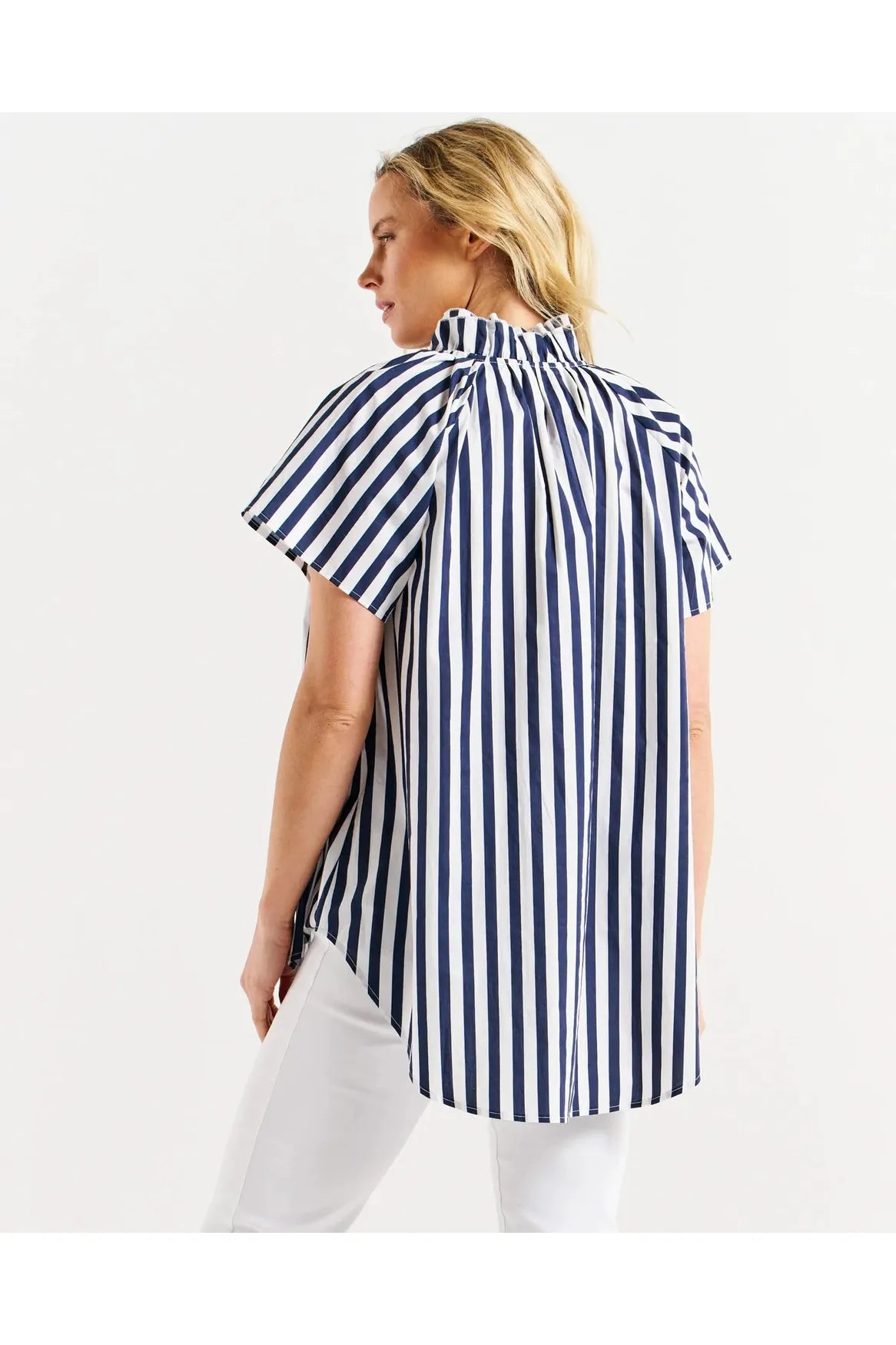 Betty Basics Caspian Blouse Blue and White Stripe