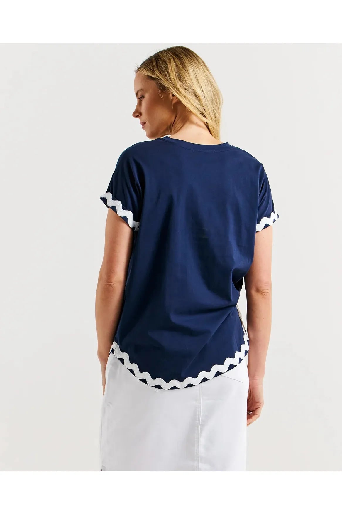 Betty Basics Sunny Tee Navy White Ric Rac