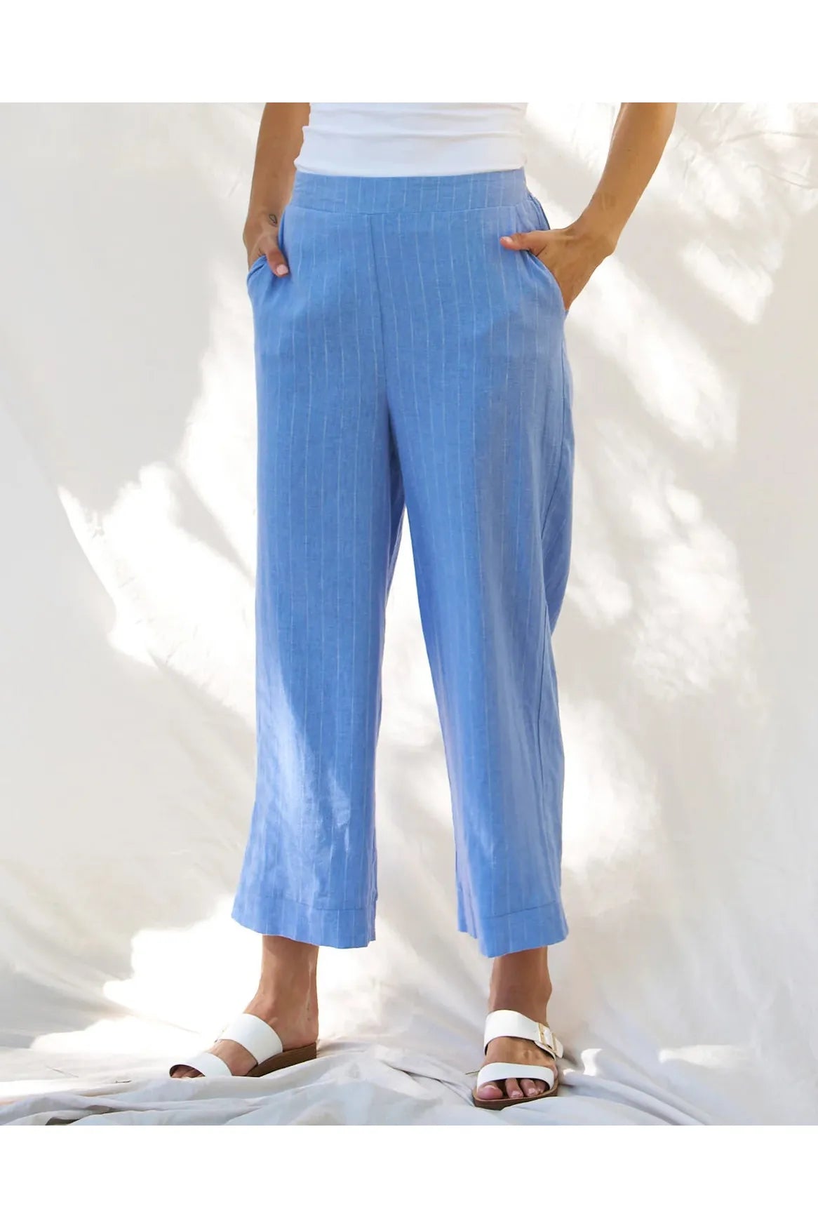 Betty Basics Parker Pant - Berry Blue Stripe