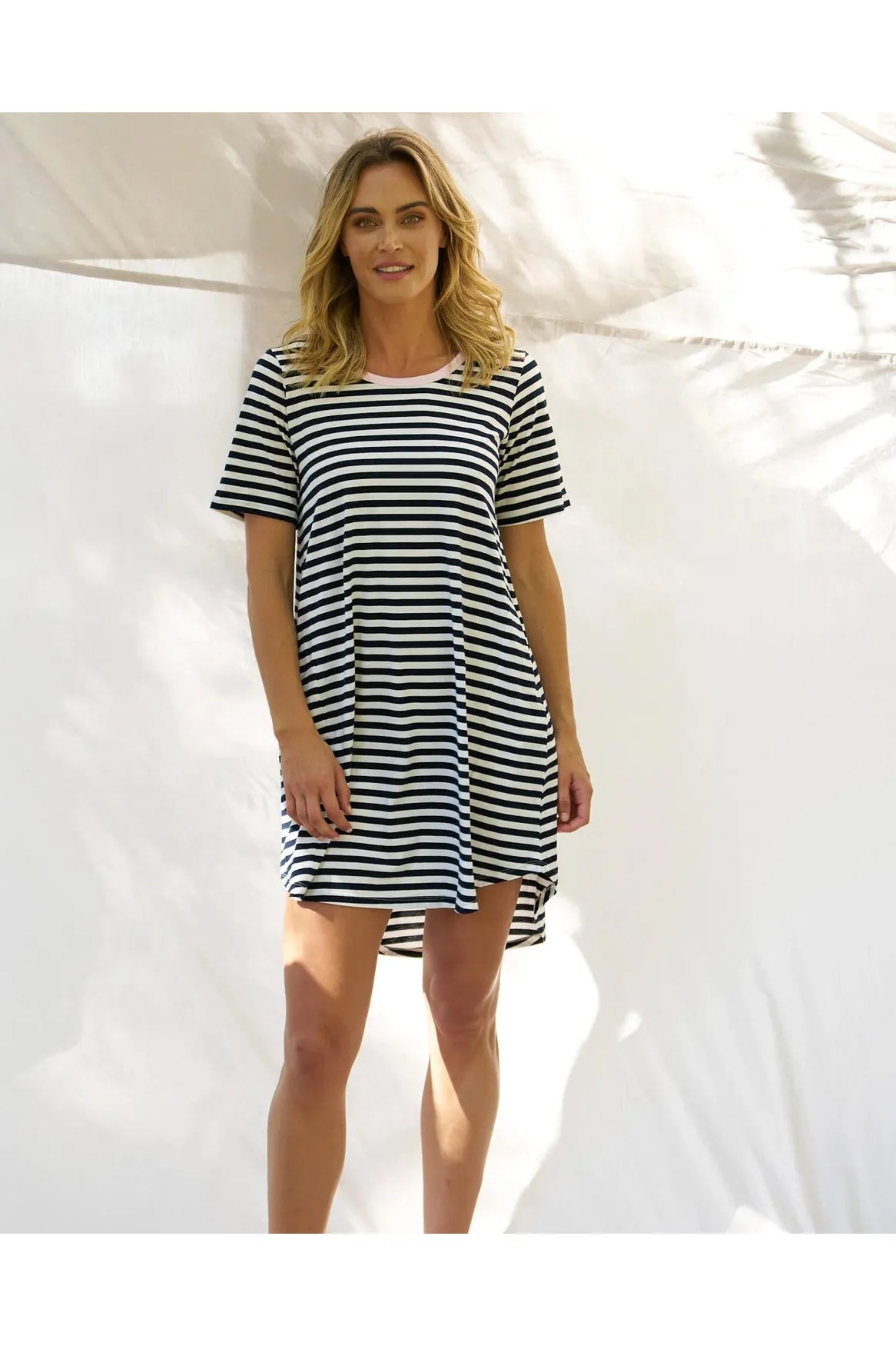 Betty Basics Nyree Dress Navy Stripe Pink