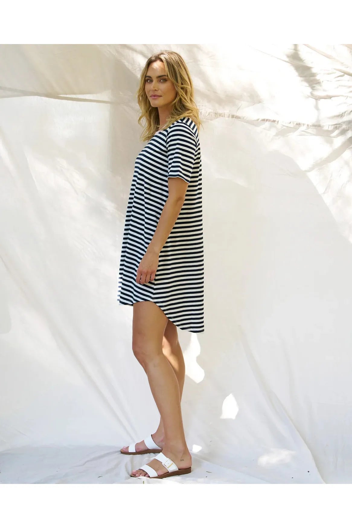 Betty Basics Nyree Dress Navy Stripe Pink