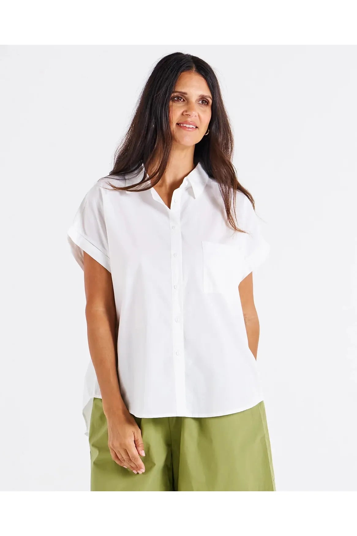 Betty Basics Mara Short Sleeve Shirt White