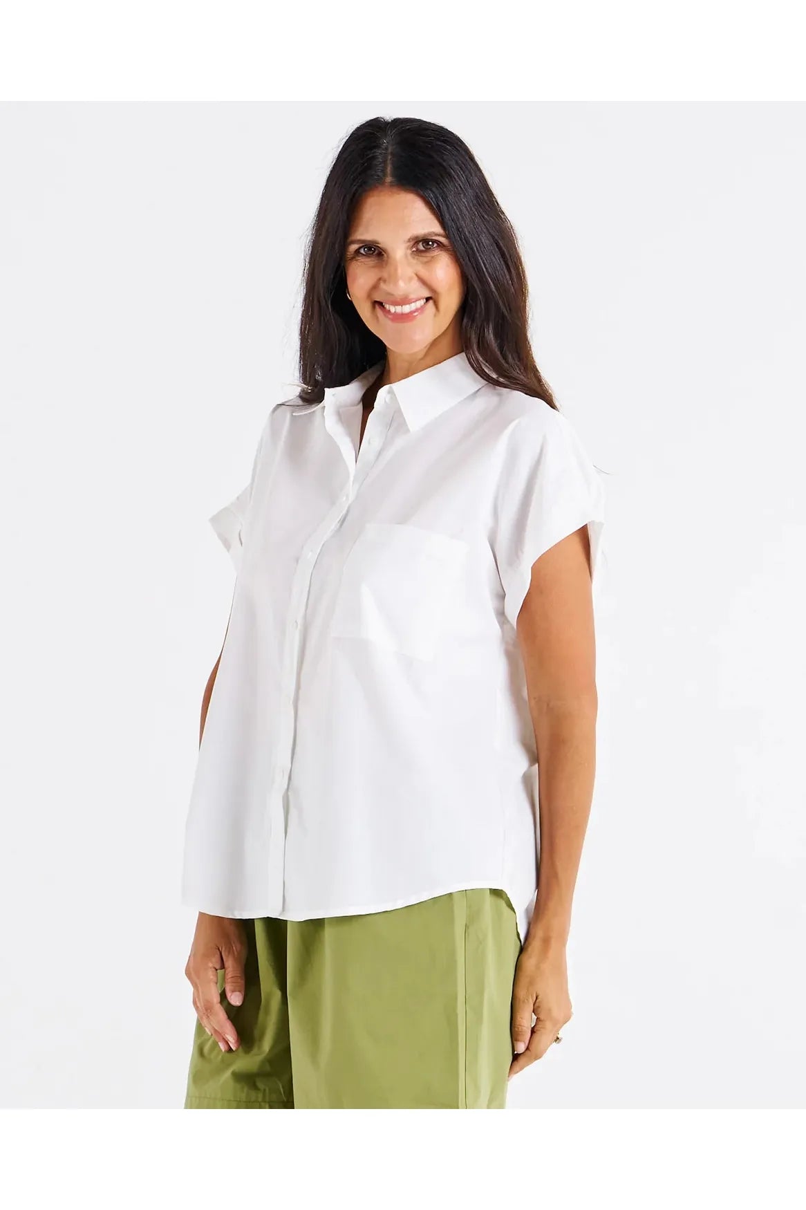 Betty Basics Mara Short Sleeve Shirt White