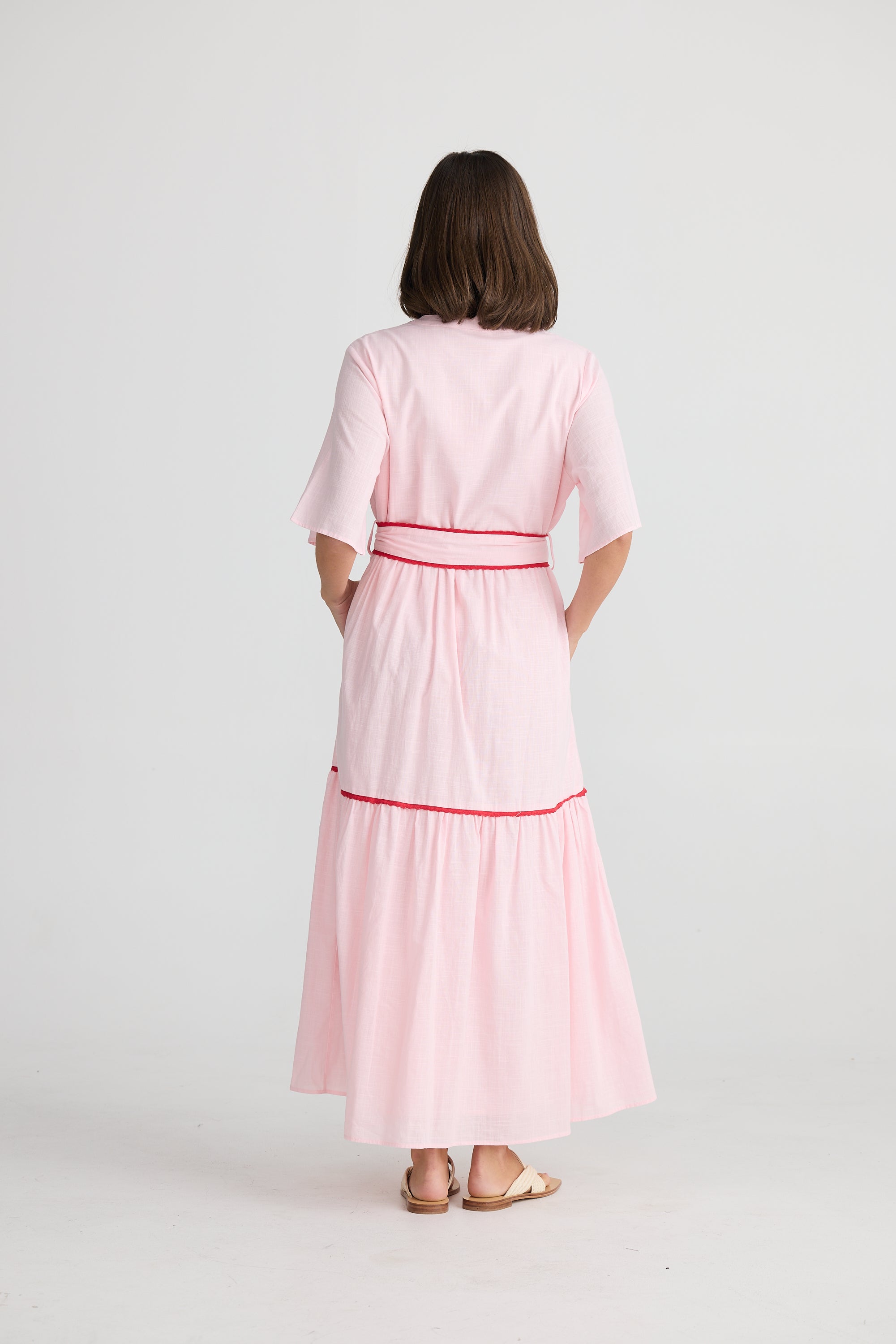 Holiday Lynwood Dress Pink Red Trim