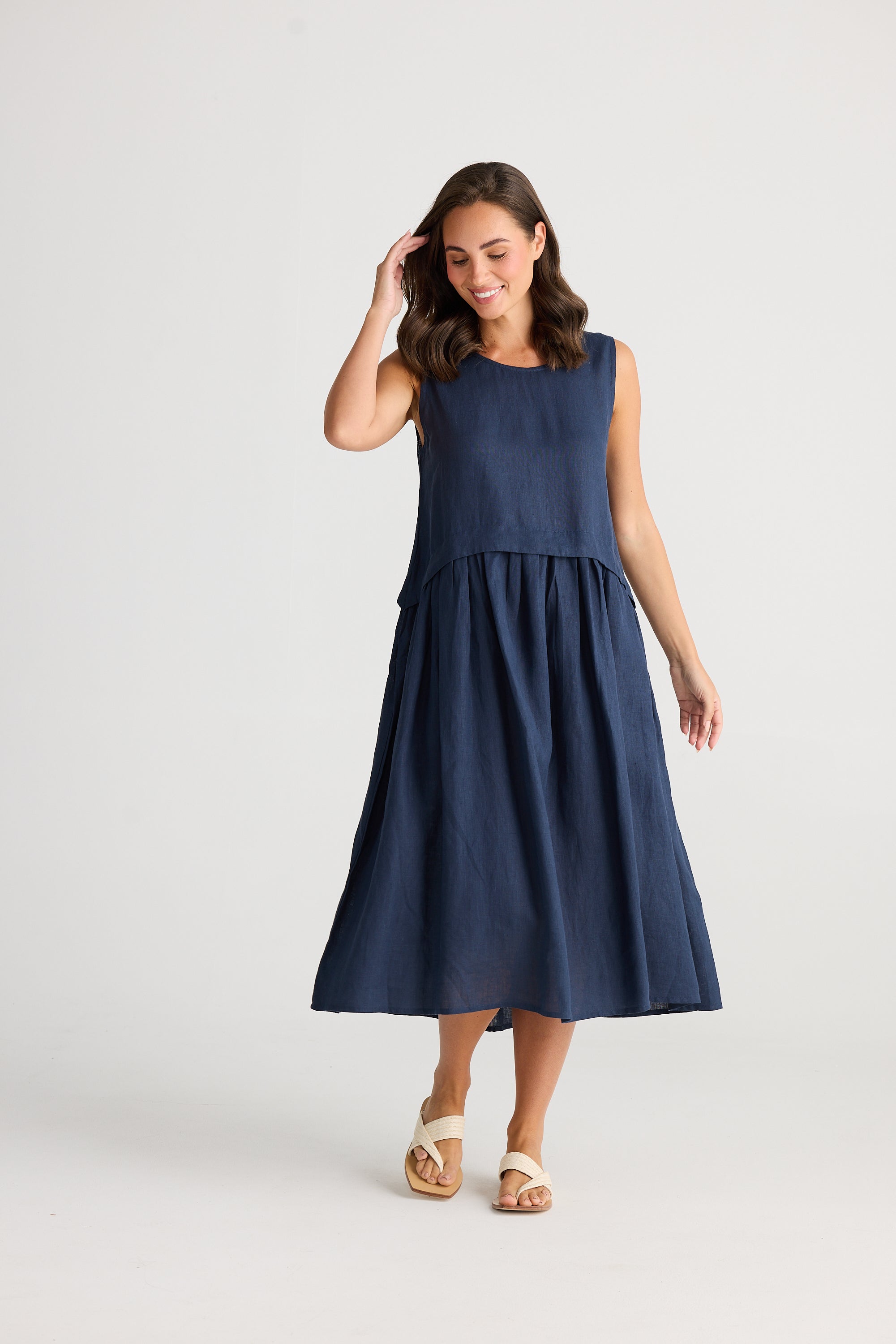 Holiday St Tropez Linen Dress Navy