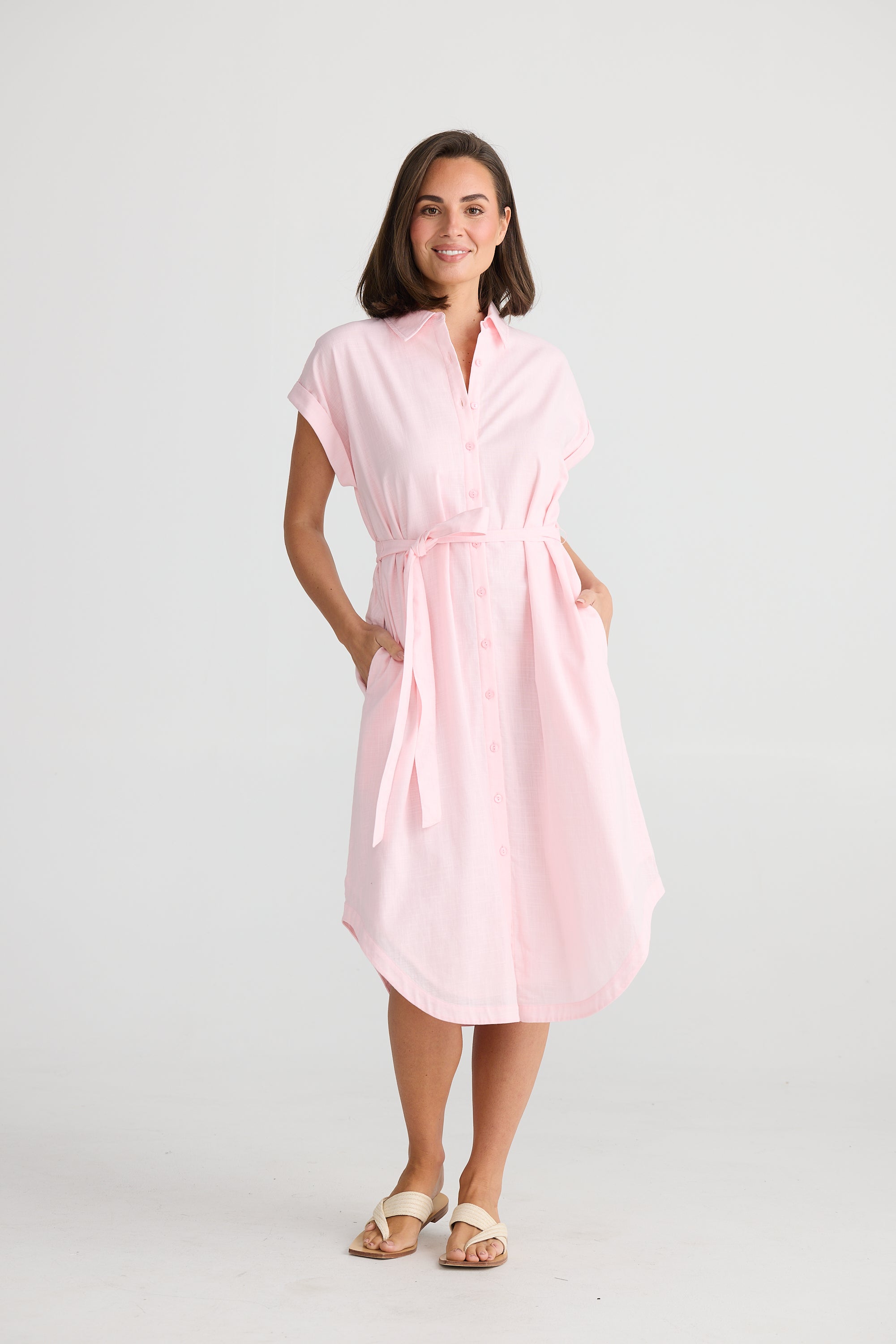 Holiday Vea Shirt Dress Pink