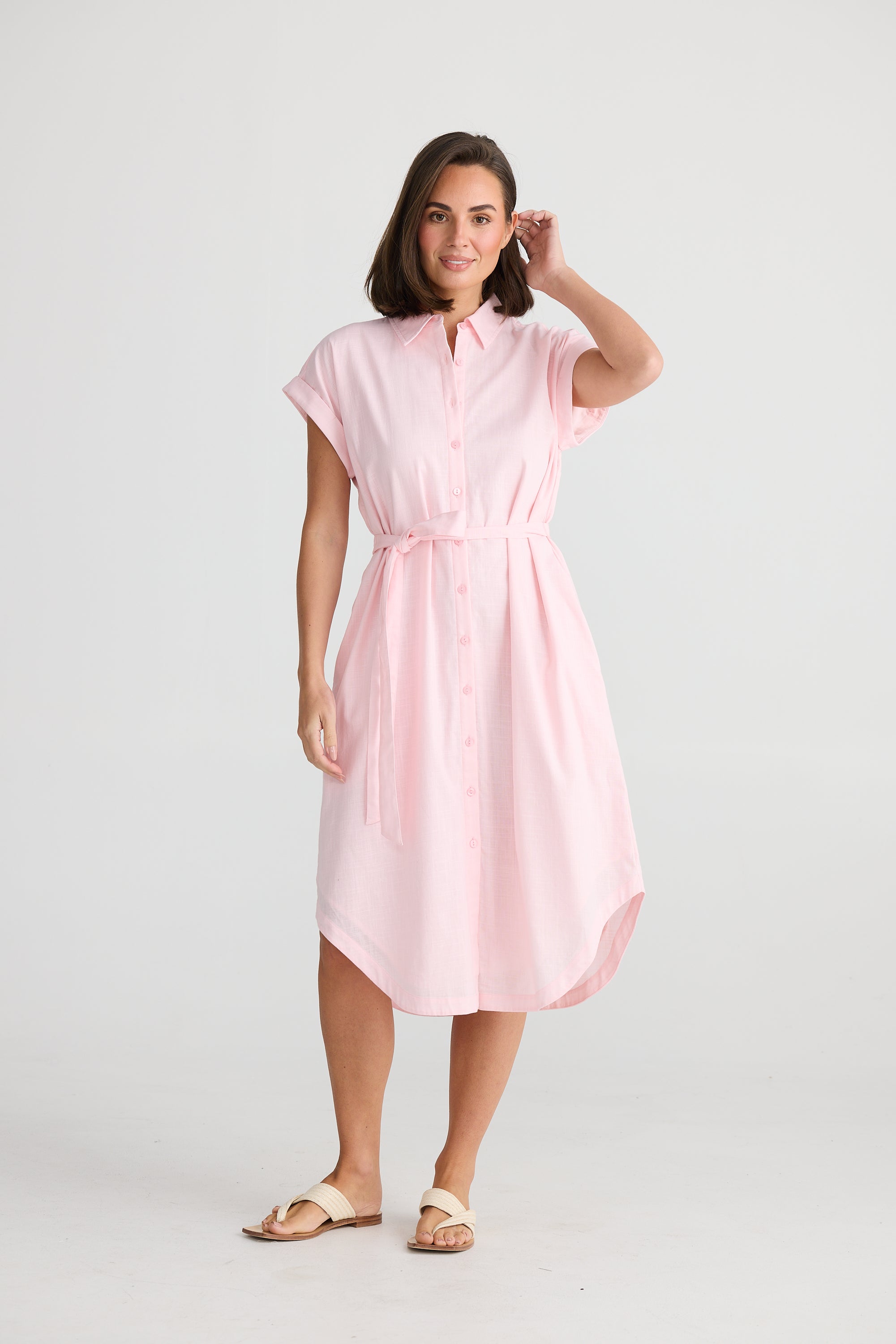 Holiday Vea Shirt Dress Pink