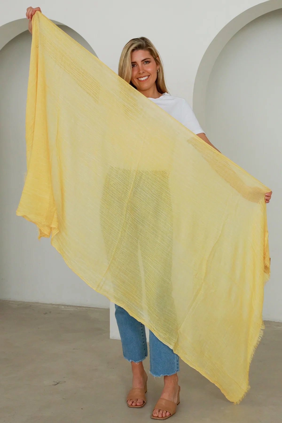 Textured Lemon Sheer Scarf