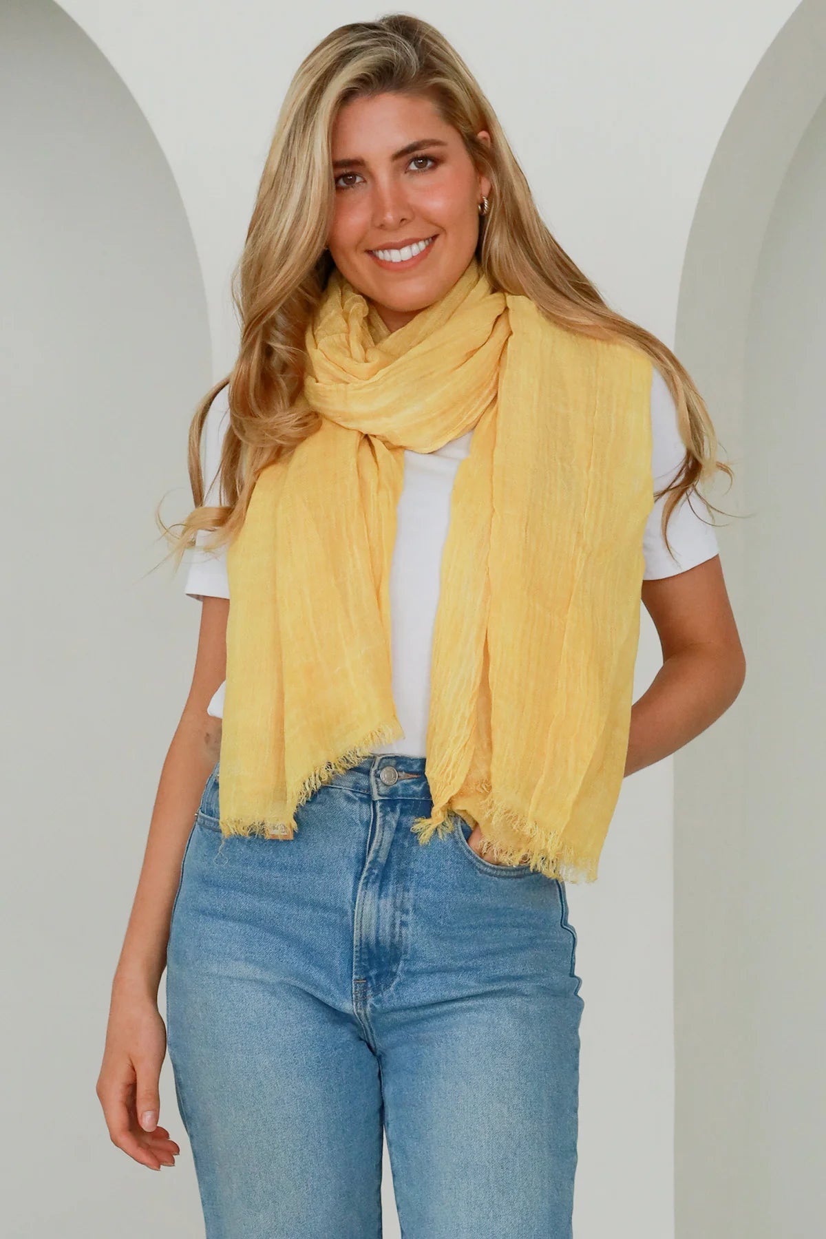 Textured Lemon Sheer Scarf