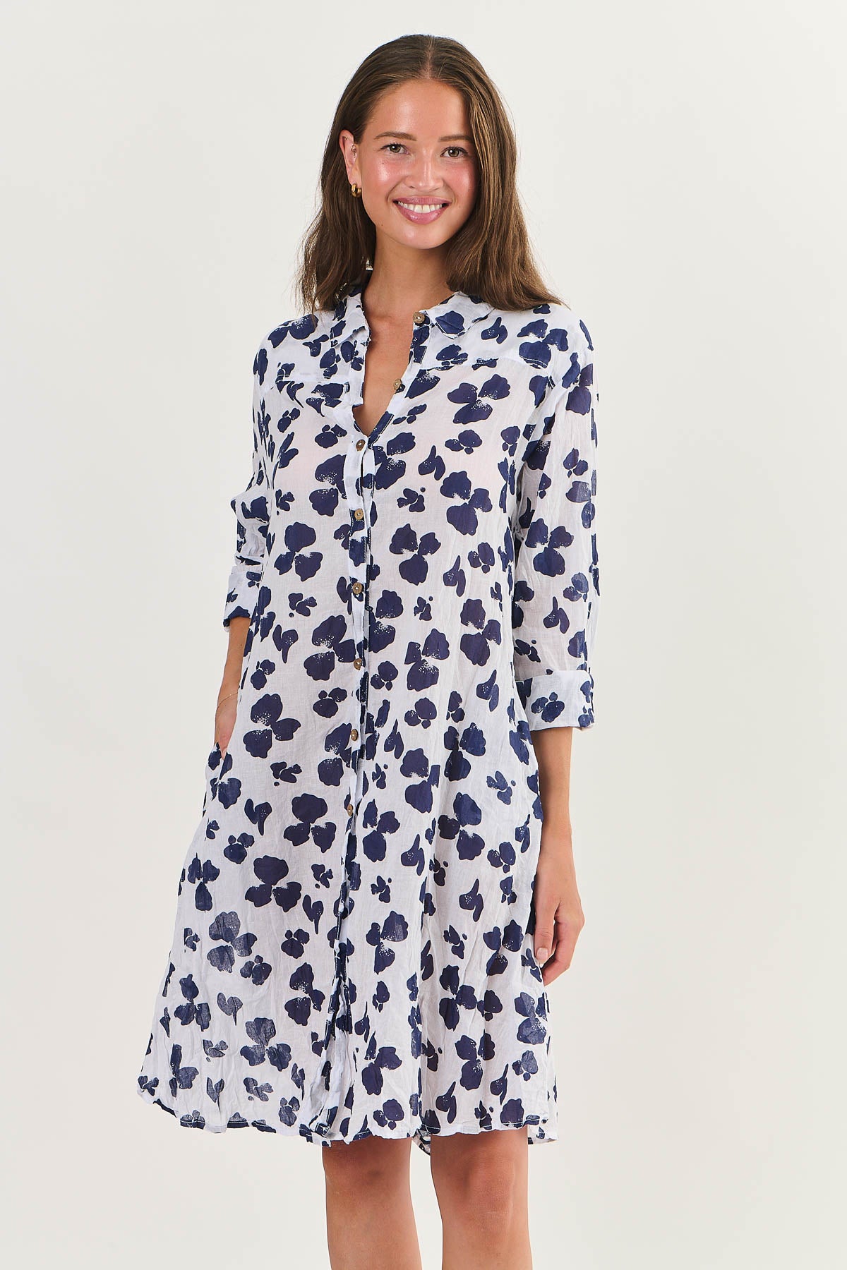 Namastai Cotton Shirtmaker Dress Bluebell