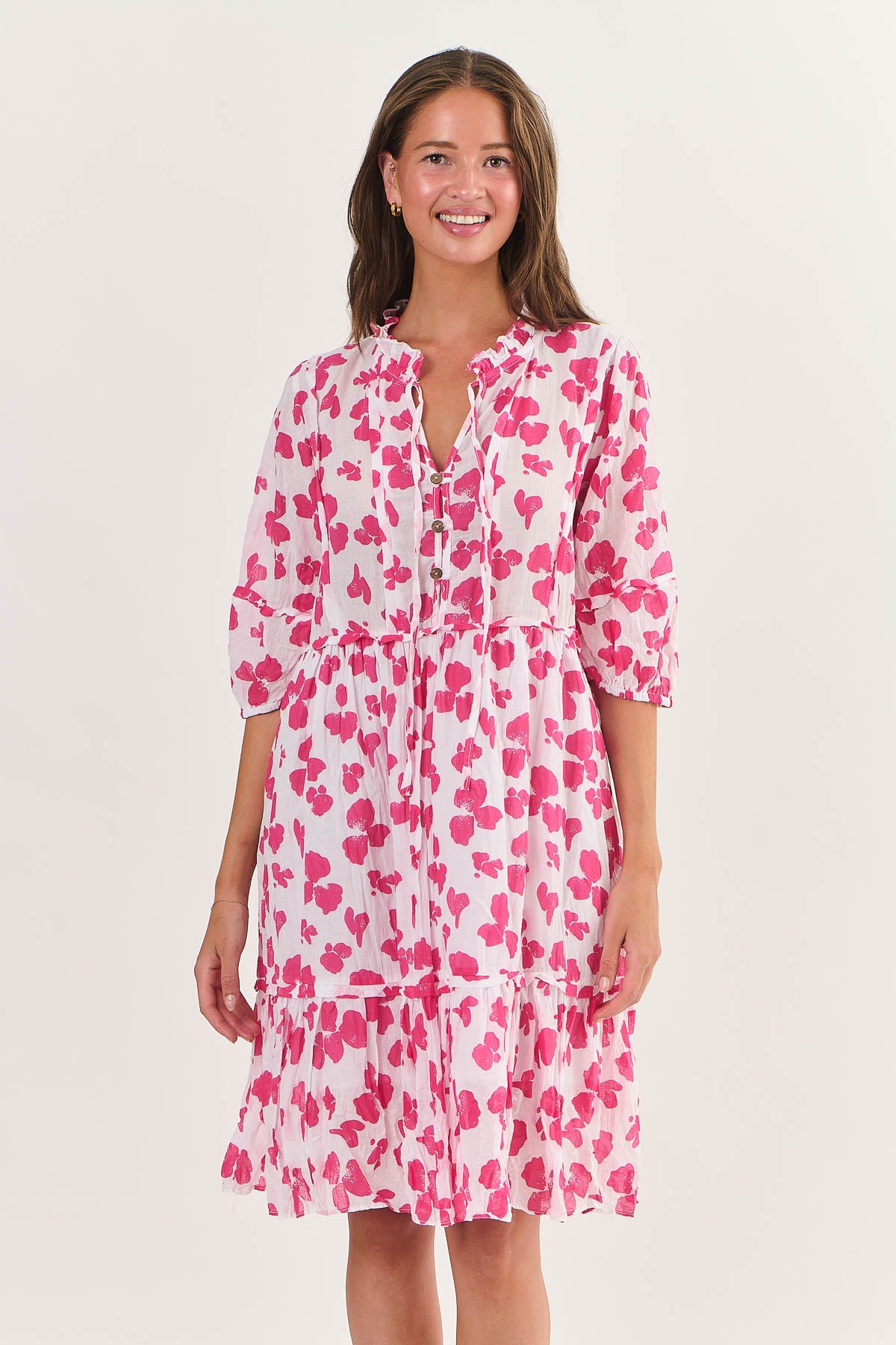 Namastai Button Front Cotton Dress Posy