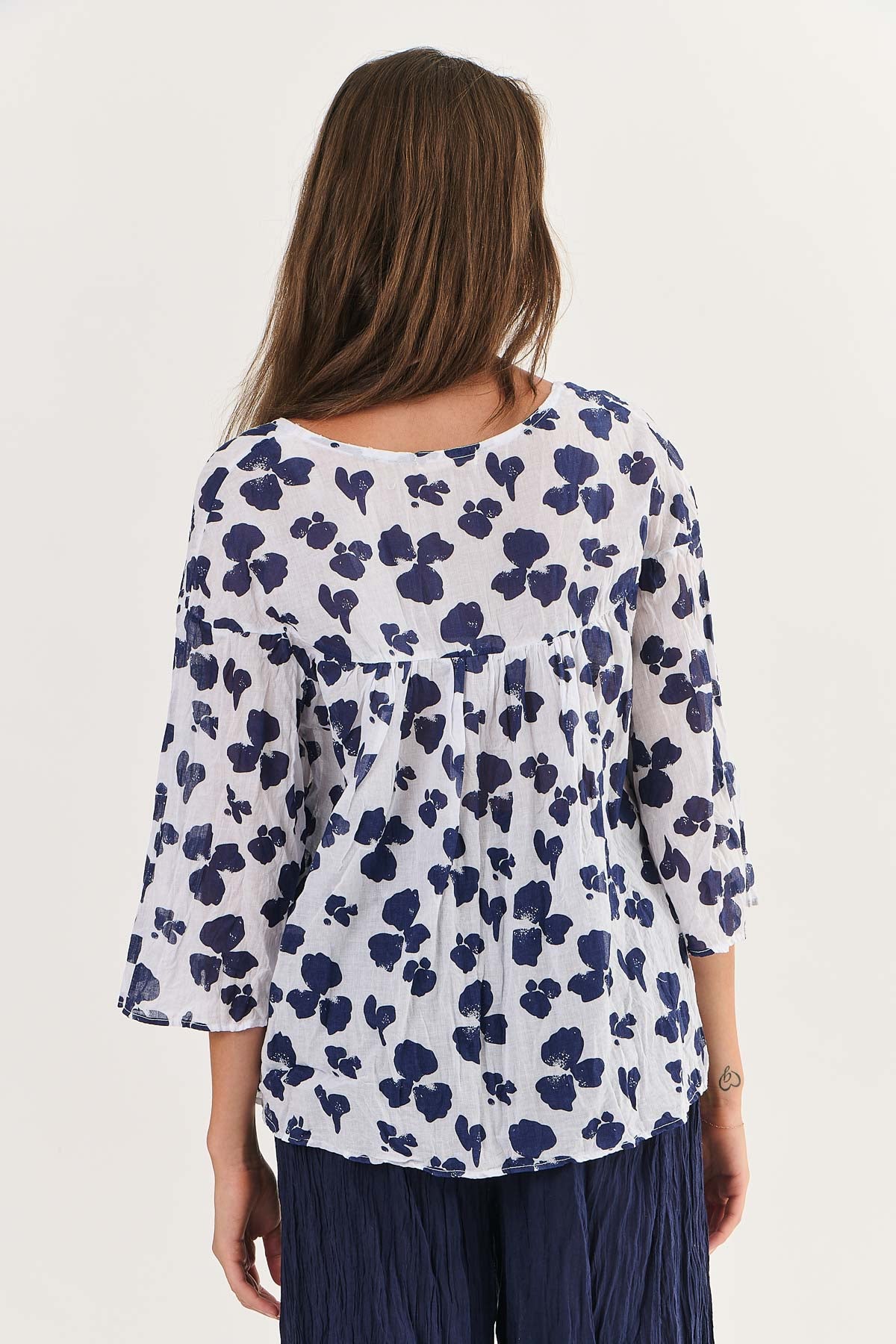 Namastai Crinkle Cotton Top Bluebell