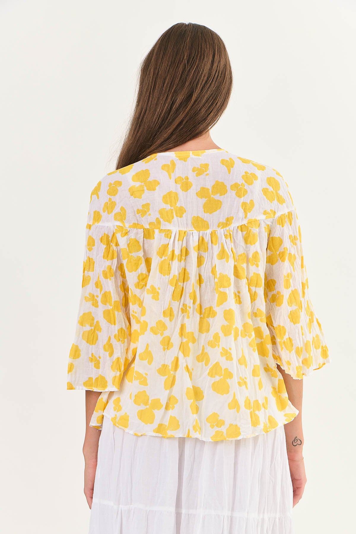 Namastai Crinkle Cotton Top Daffodil