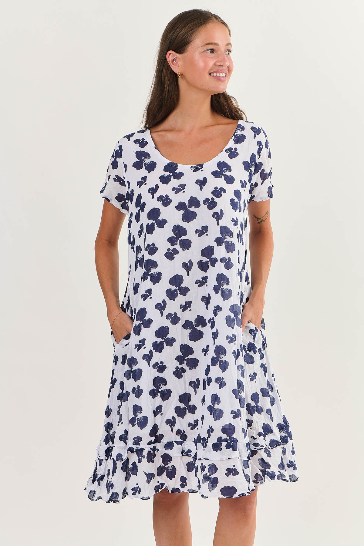 Namastai Ruffle Hem Dress Bluebell