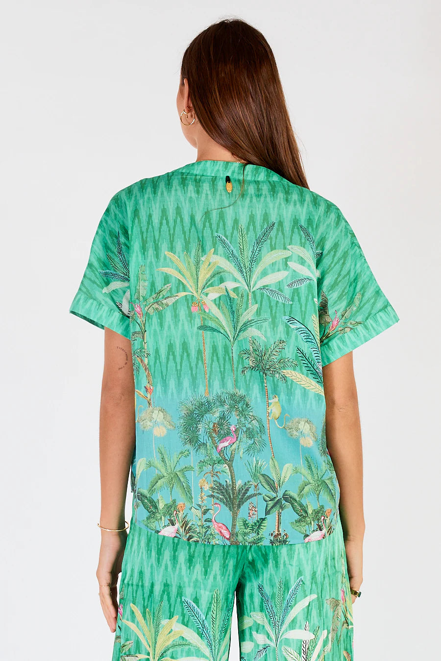 Rubyyaya Palm Springs Cotton Shirt Green