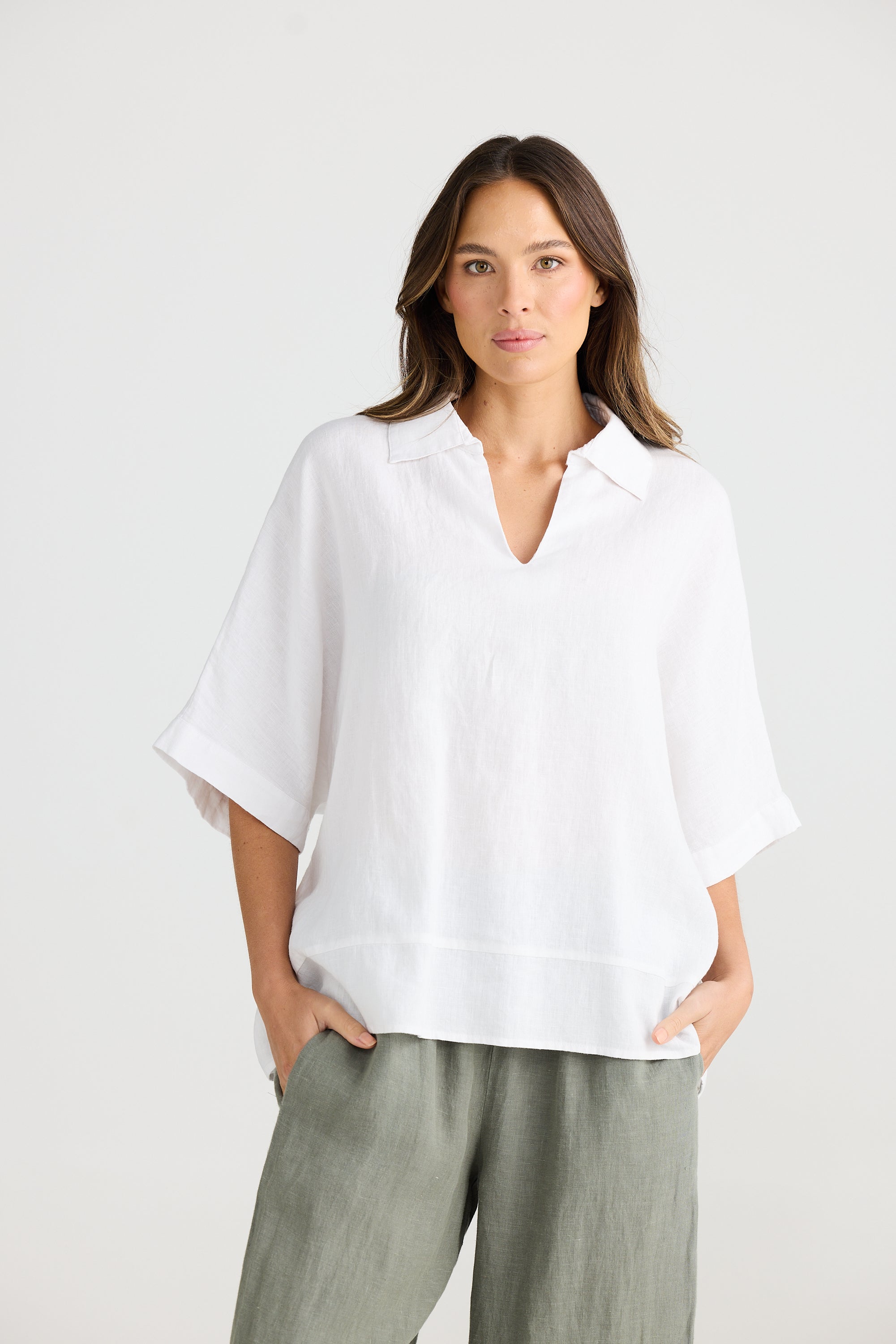 Shanty Wander Top White Linen