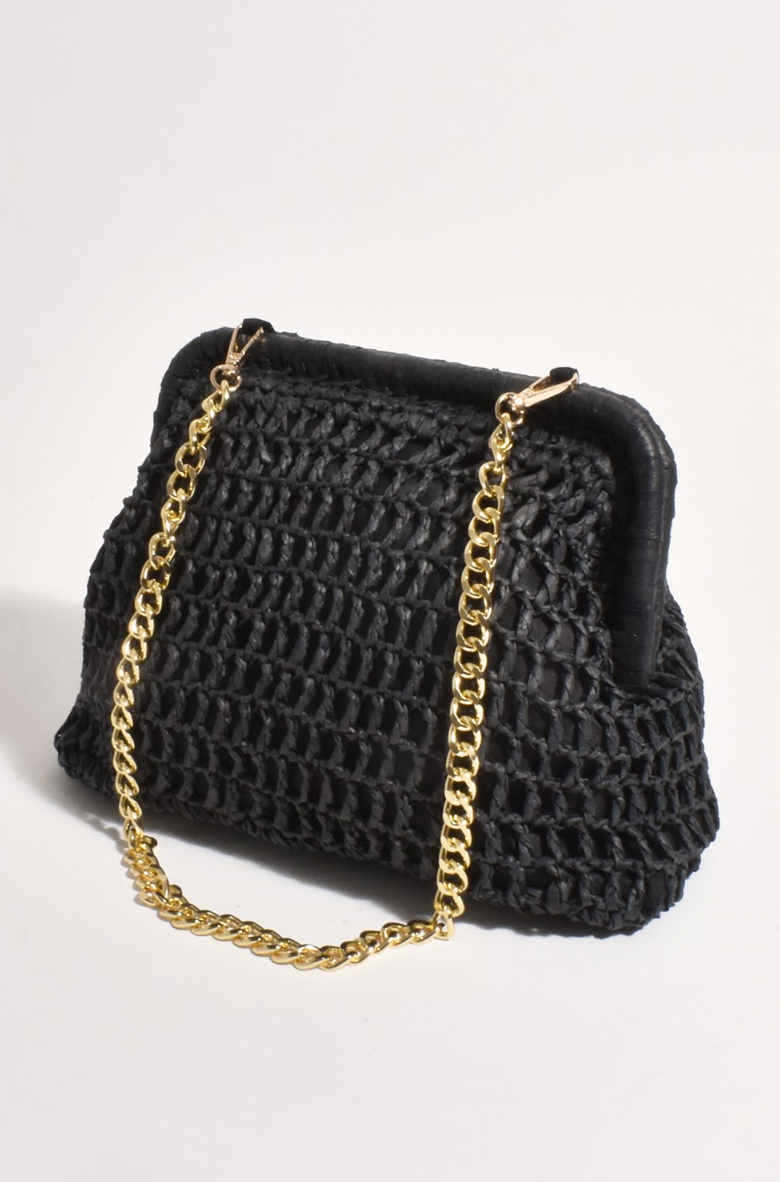 Adorne Lucie Open Weave Purse Shoulder Bag Black