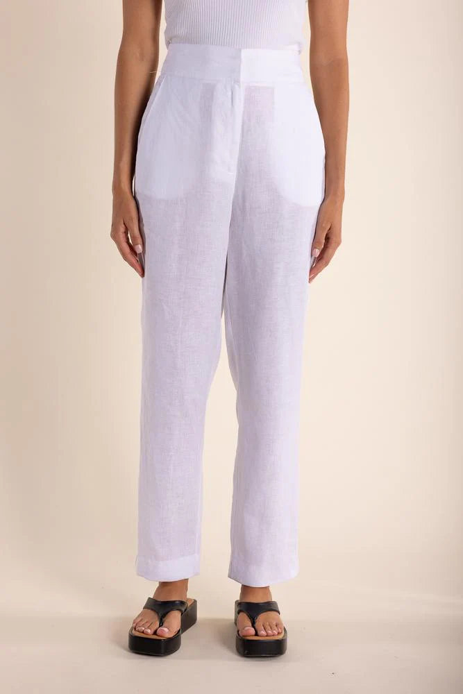 Two T's Linen 7/8 Pants White