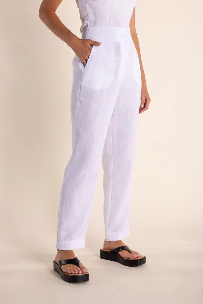 Two T's Linen 7/8 Pants White